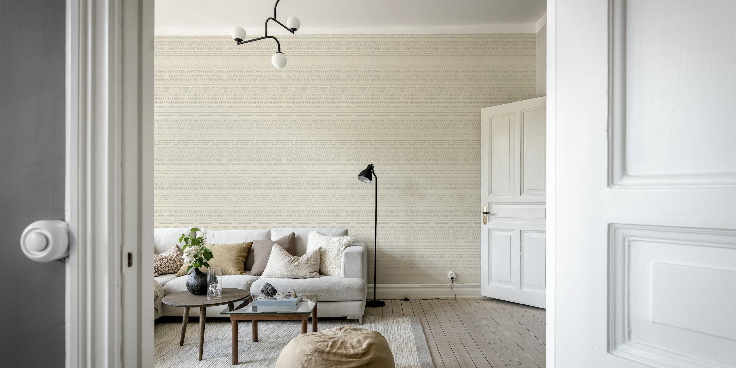Moiree Pattern Ornament White wallpaper