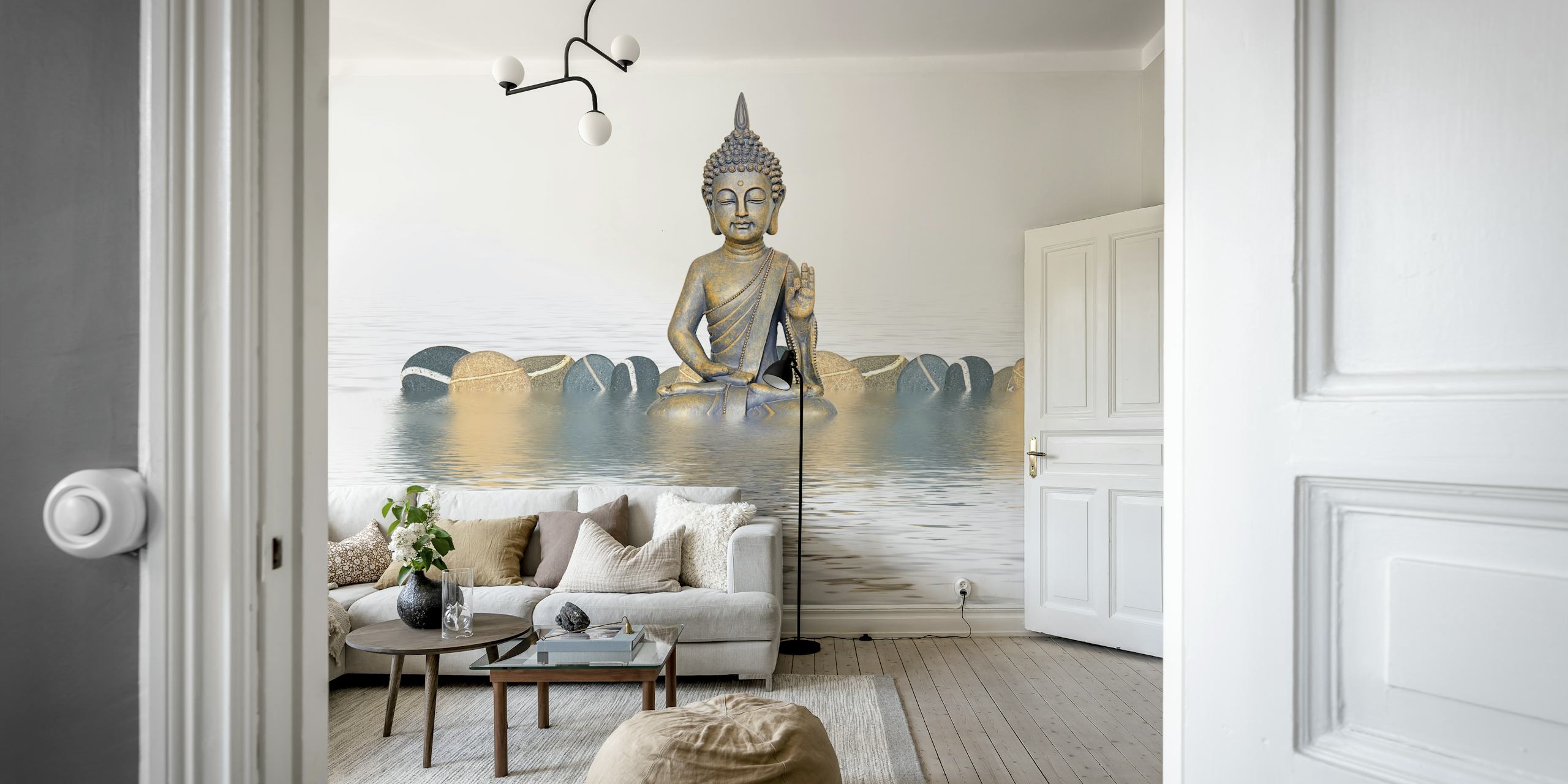 Zen Style Buddha tapet i en modern miljö