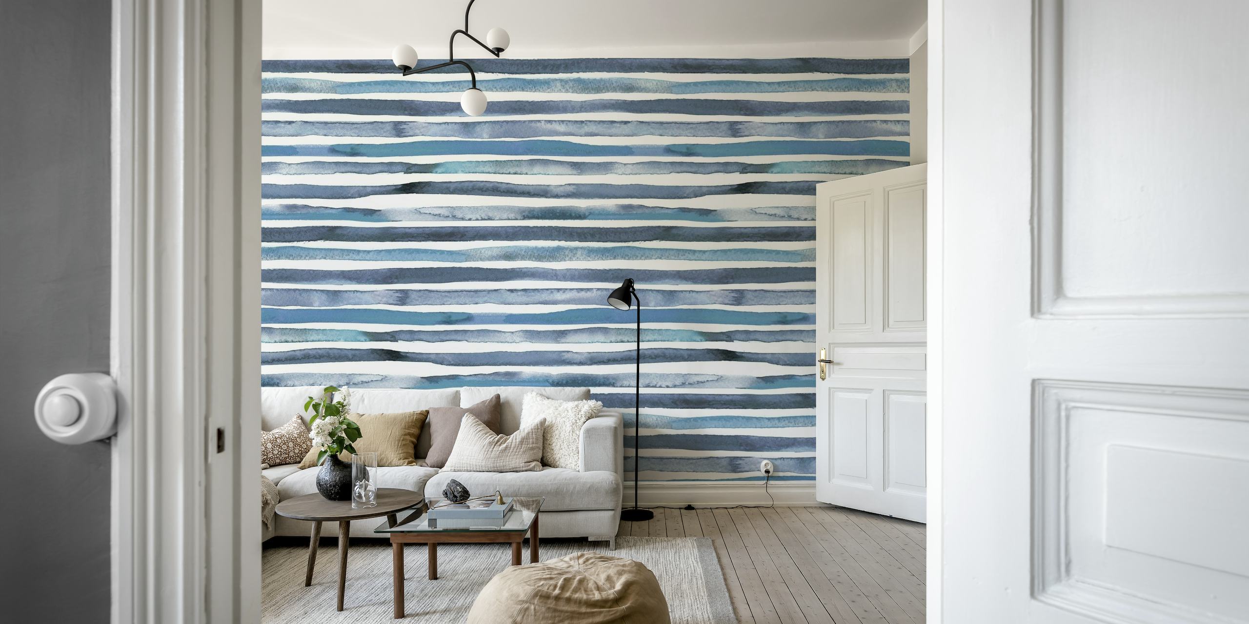 Watercolor Stripes Blue wallpaper