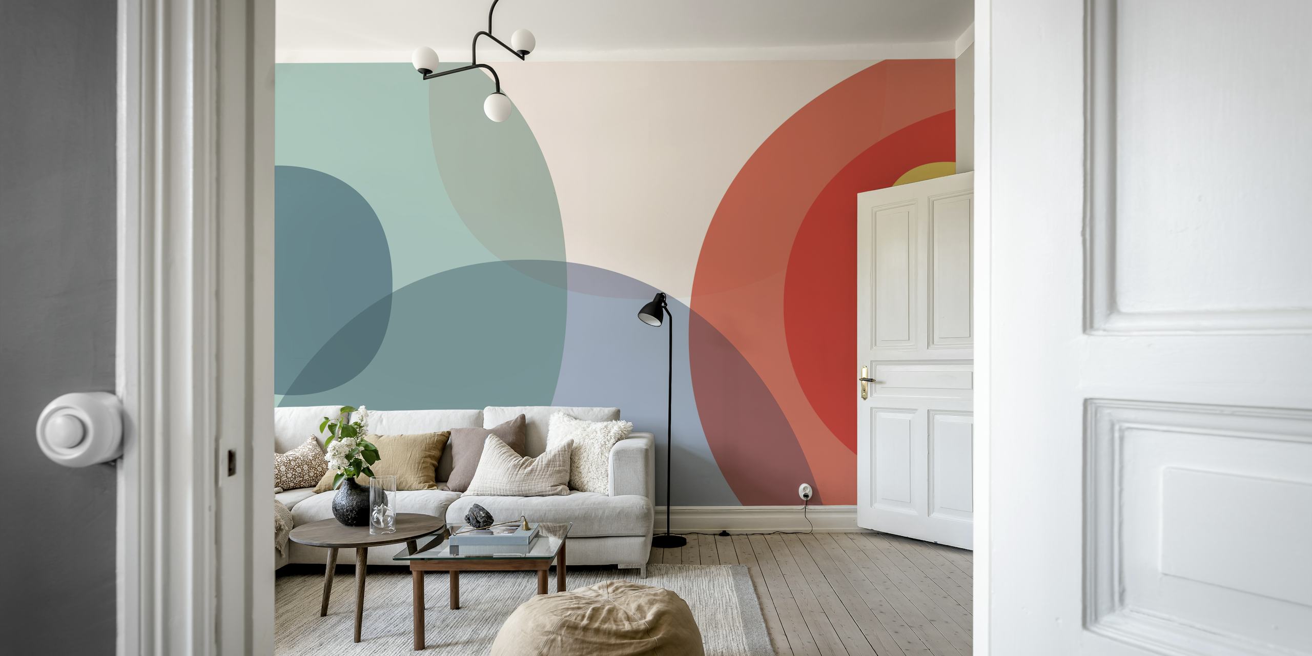 Vibrant retro wallpaper design in a room