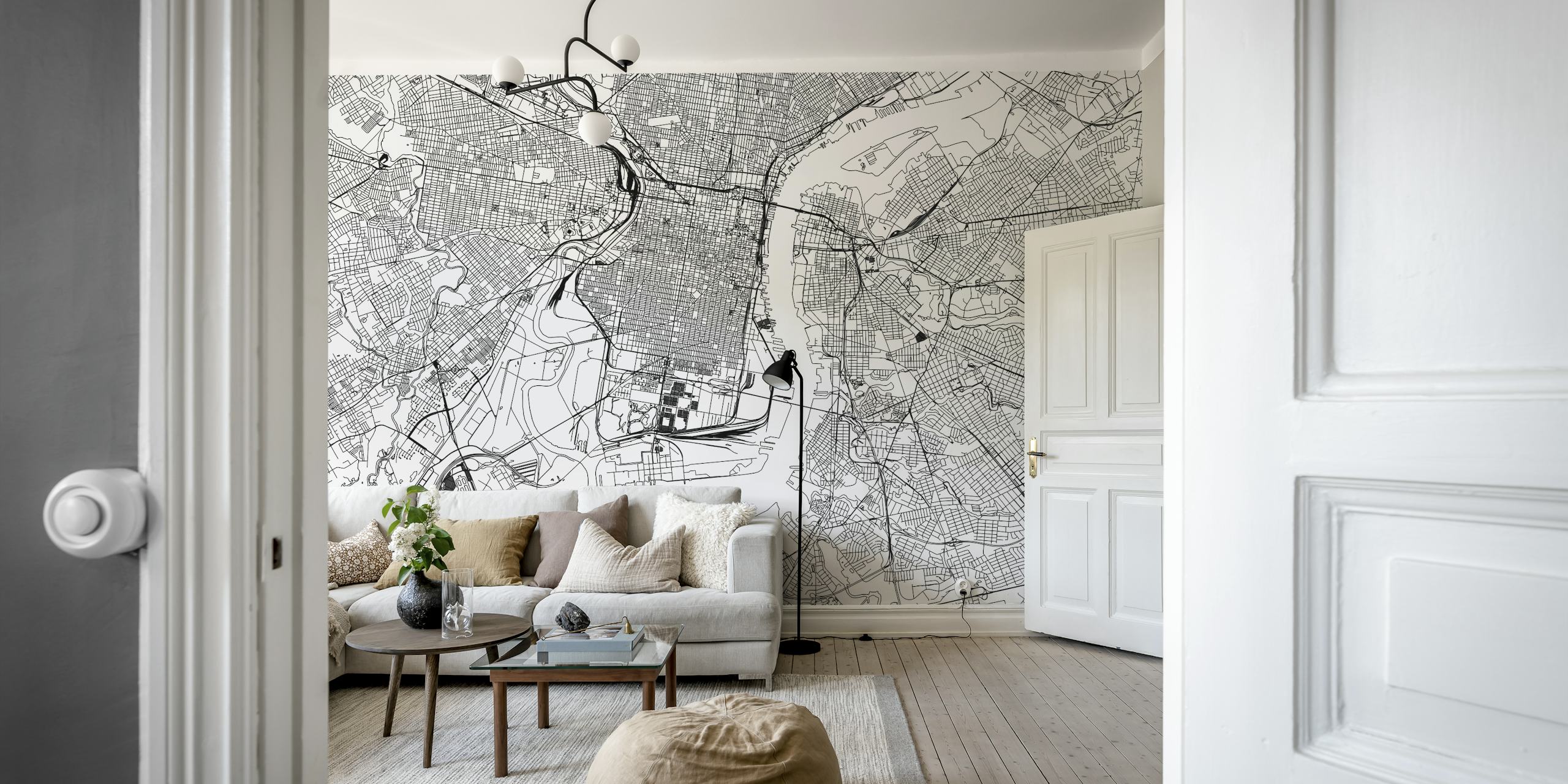 Unique Philadelphia City Map Wallpaper showcasing intricate map design