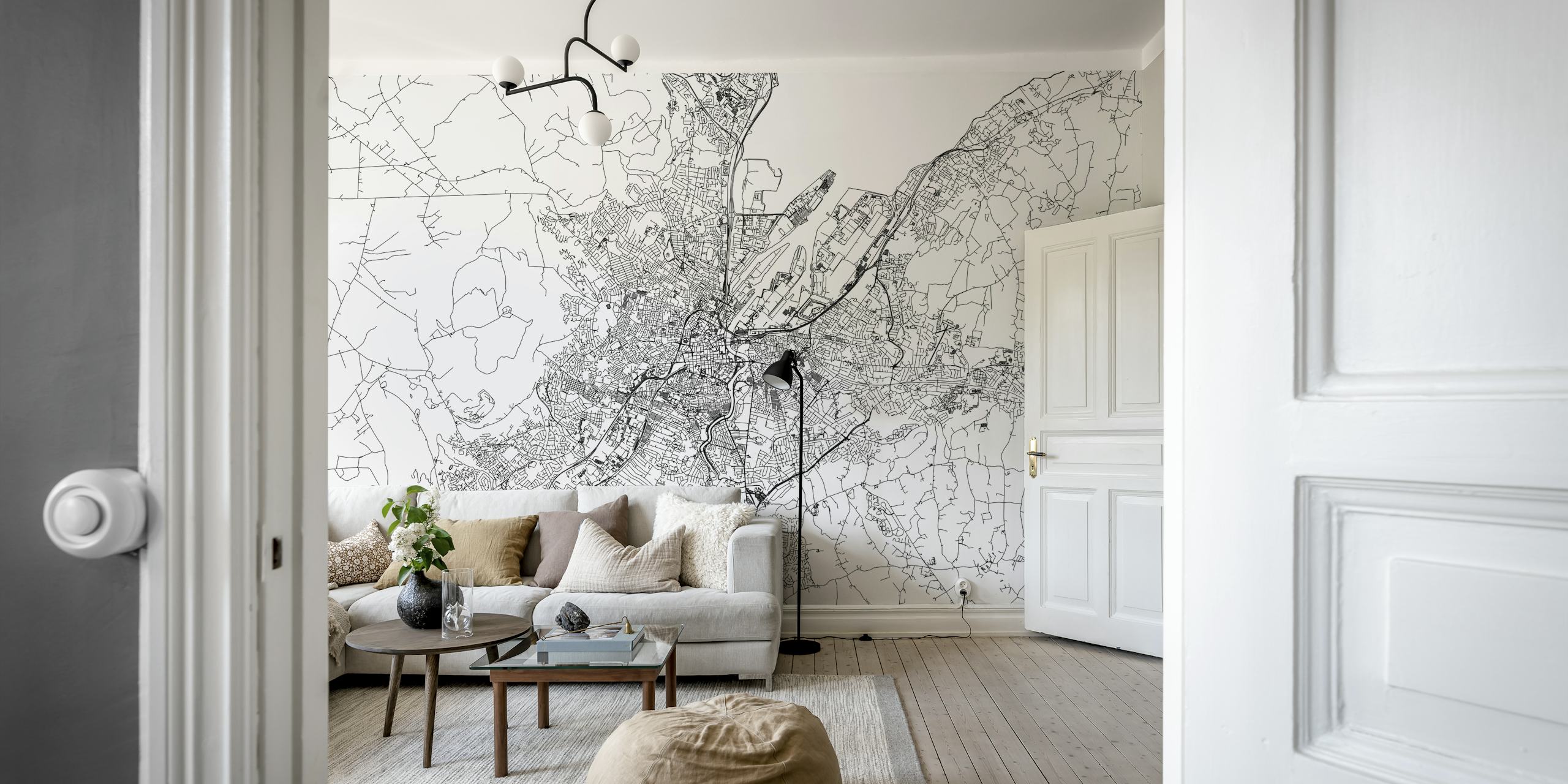 Belfast Map -design tapetti huoneessa