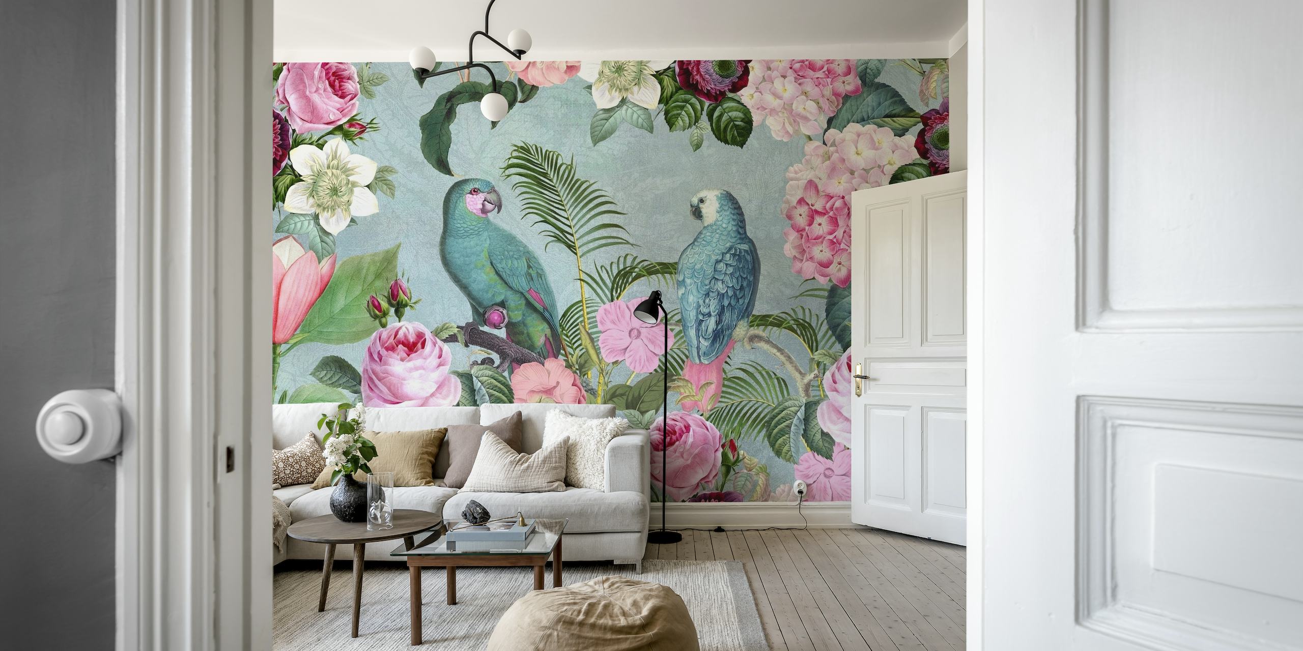 Pastel Jungle Rendezvous wallpaper
