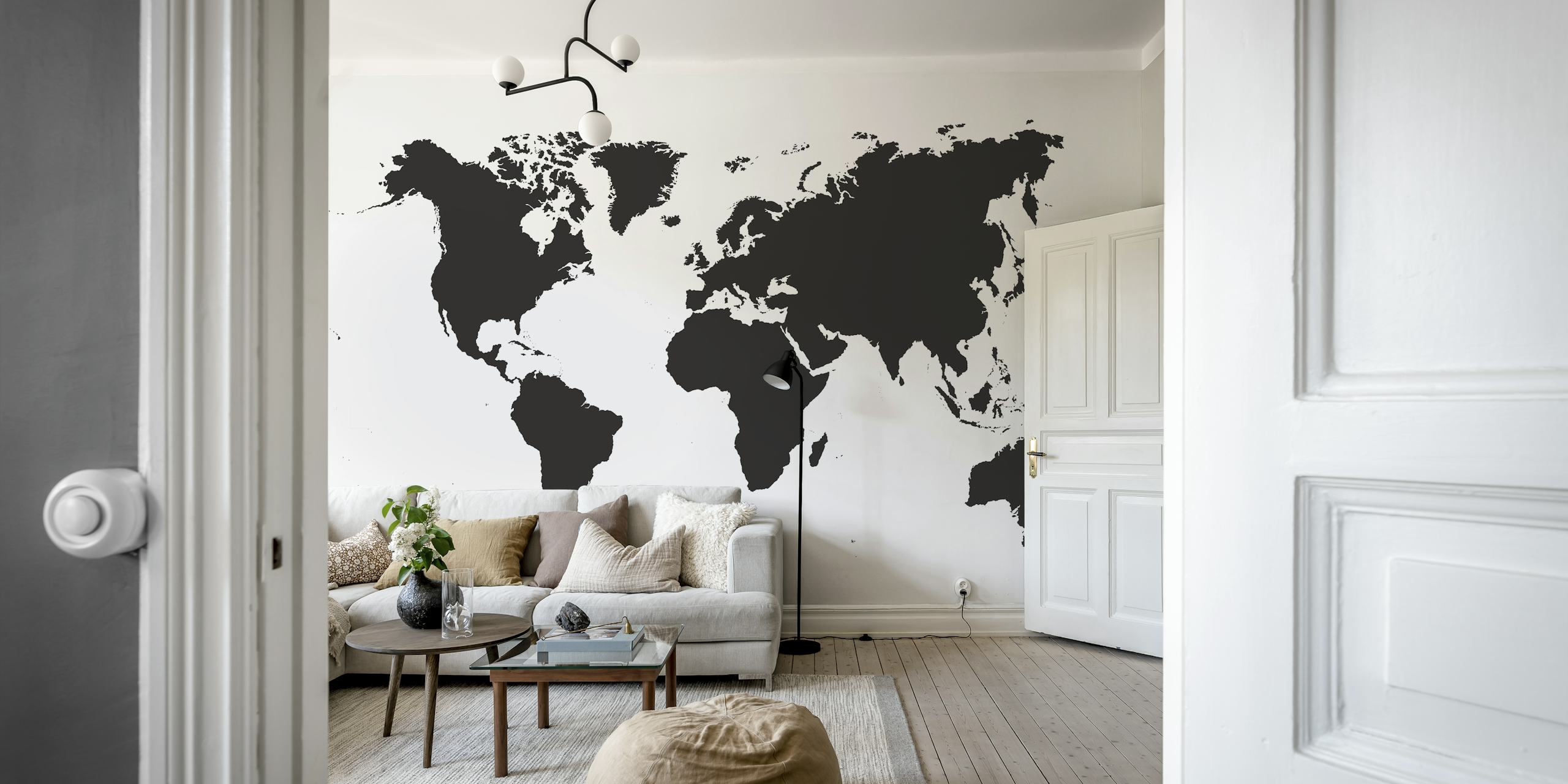 Black and white world map silhouette wallpaper