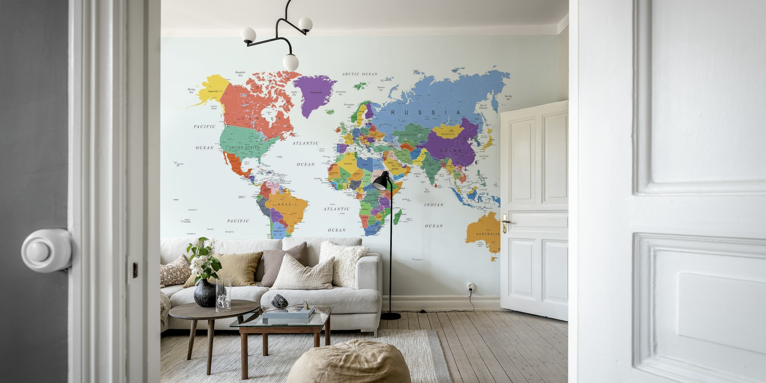 World Map in Bright Colors papel pintado
