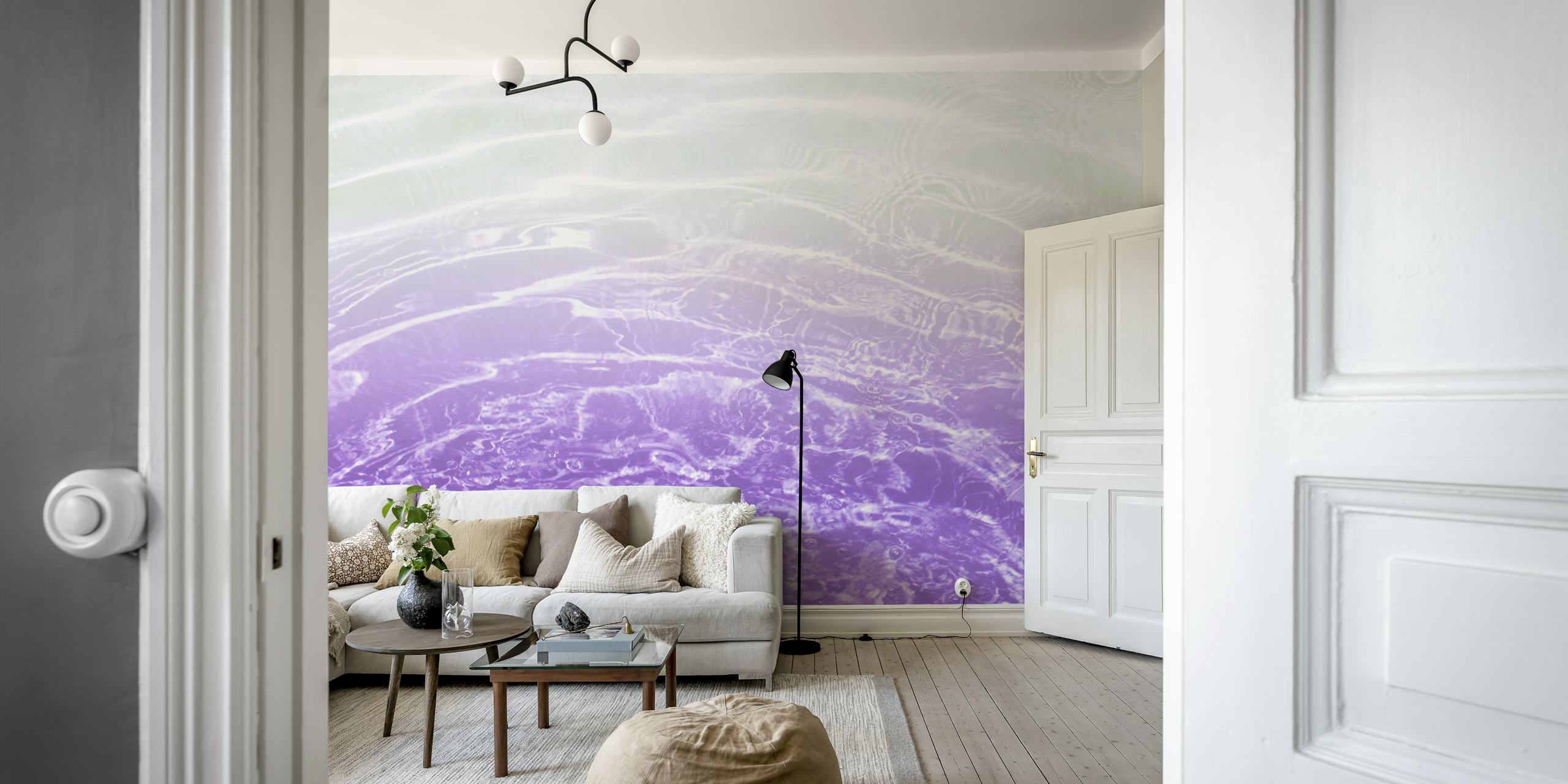 Soft Purple Gray Ocean Dream wallpaper in a room
