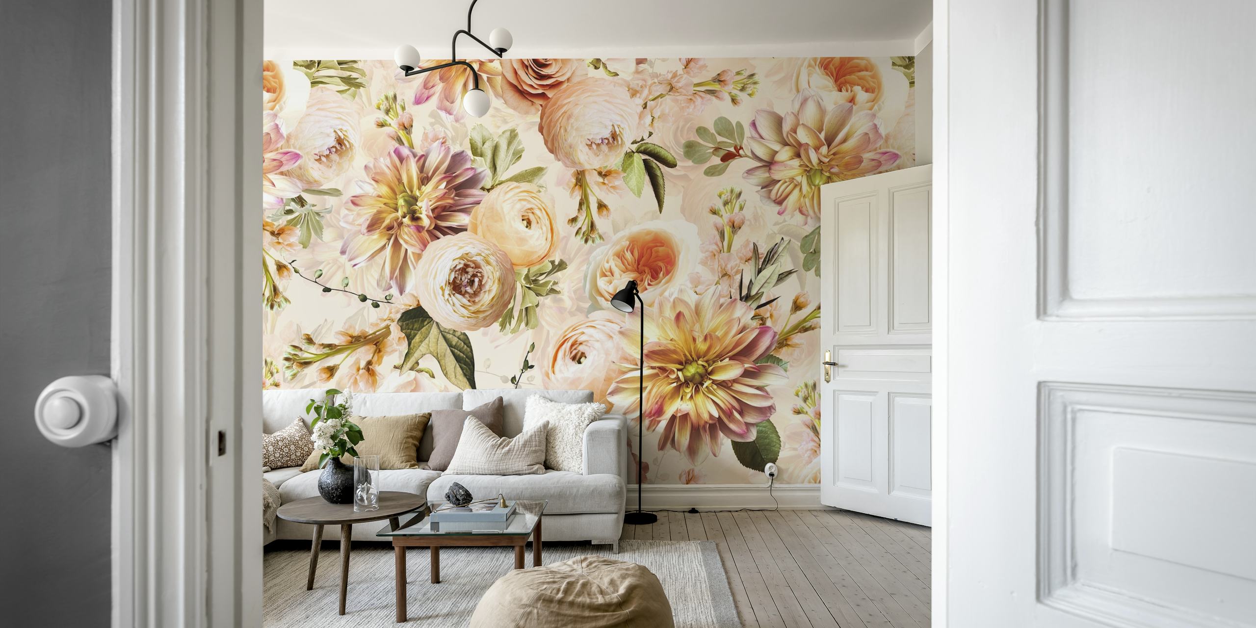 Baroque Lush Peach Fall Garden em um quarto