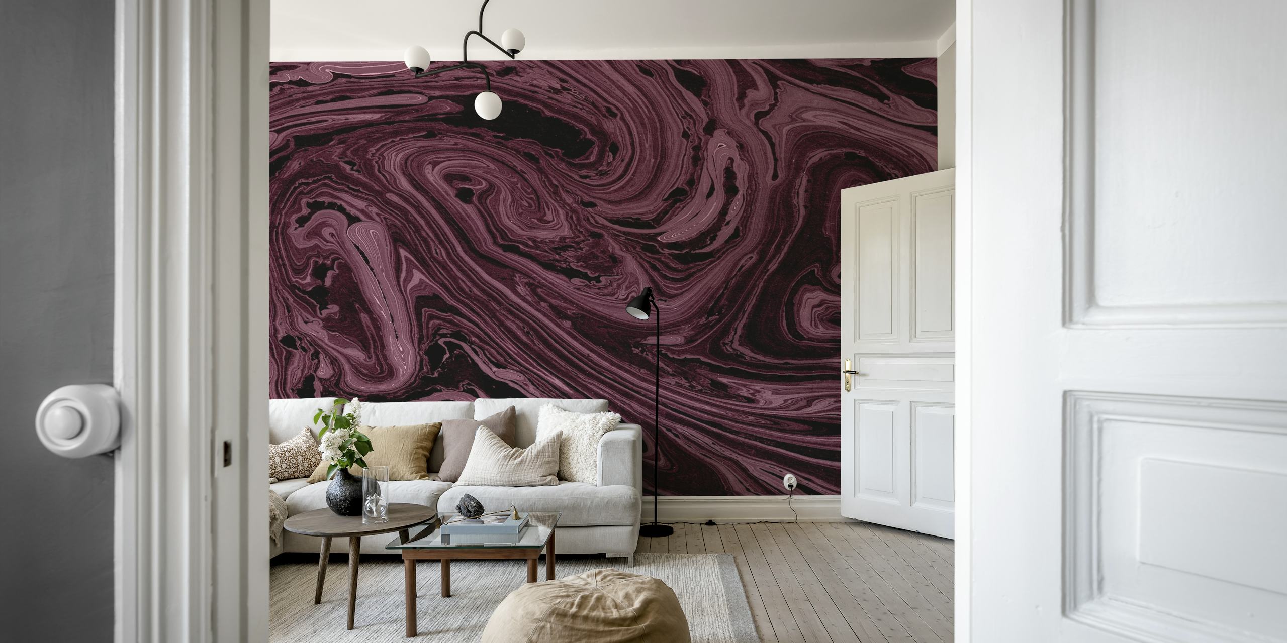 Εντυπωσιακό Burgundy Marble τοιχογραφία σε situ