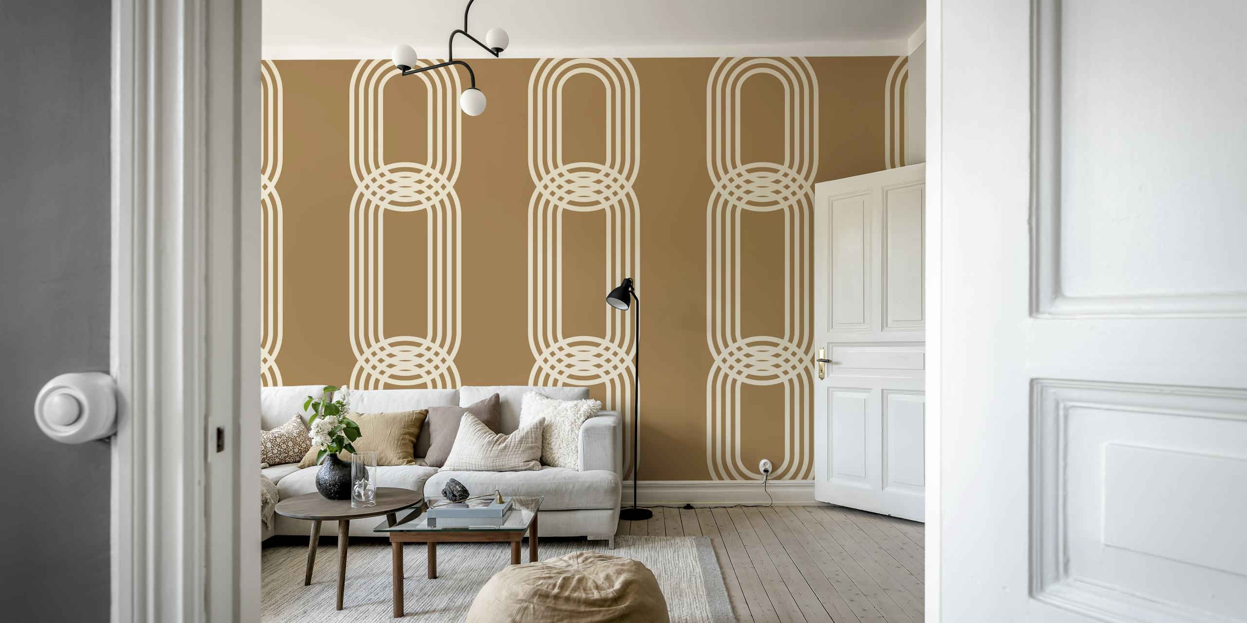 Ταπετσαρία Gold Arches Minimalist σε ένα δωμάτιο