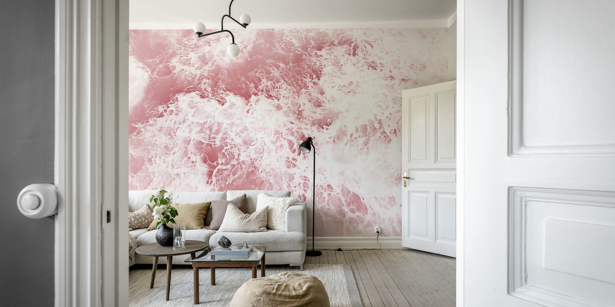 Murale rilassante con onde rosa dell'oceano