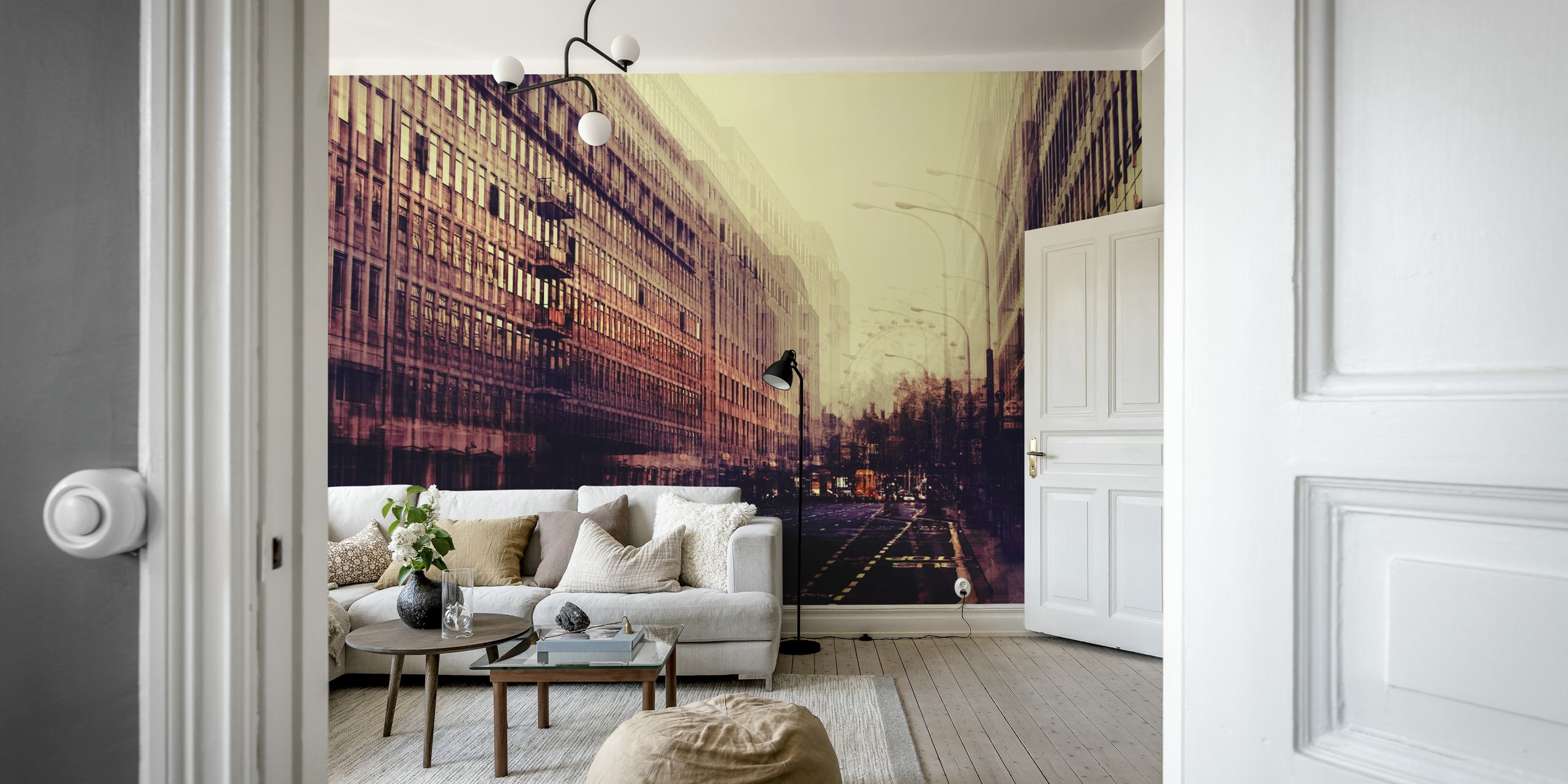 London city wallpaper in stylish room