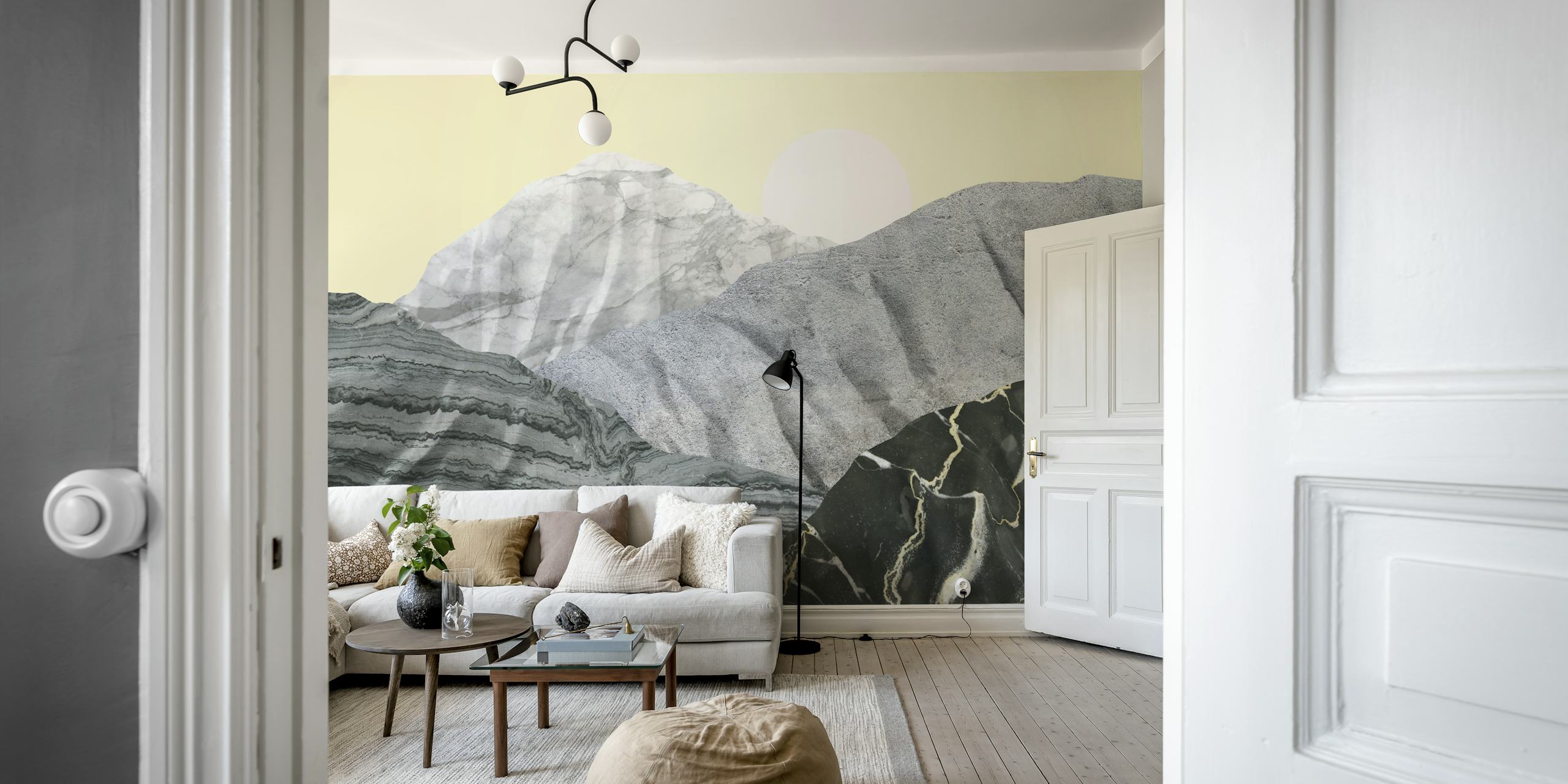 Marble Landscape III behang in een kamer