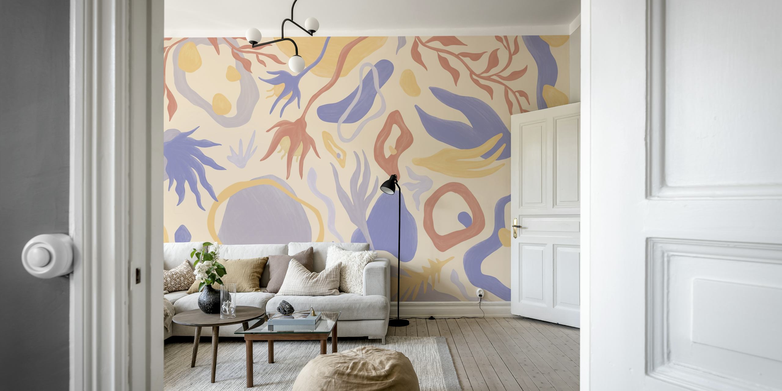 Lila Botanical Flow wallpaper in a room setting