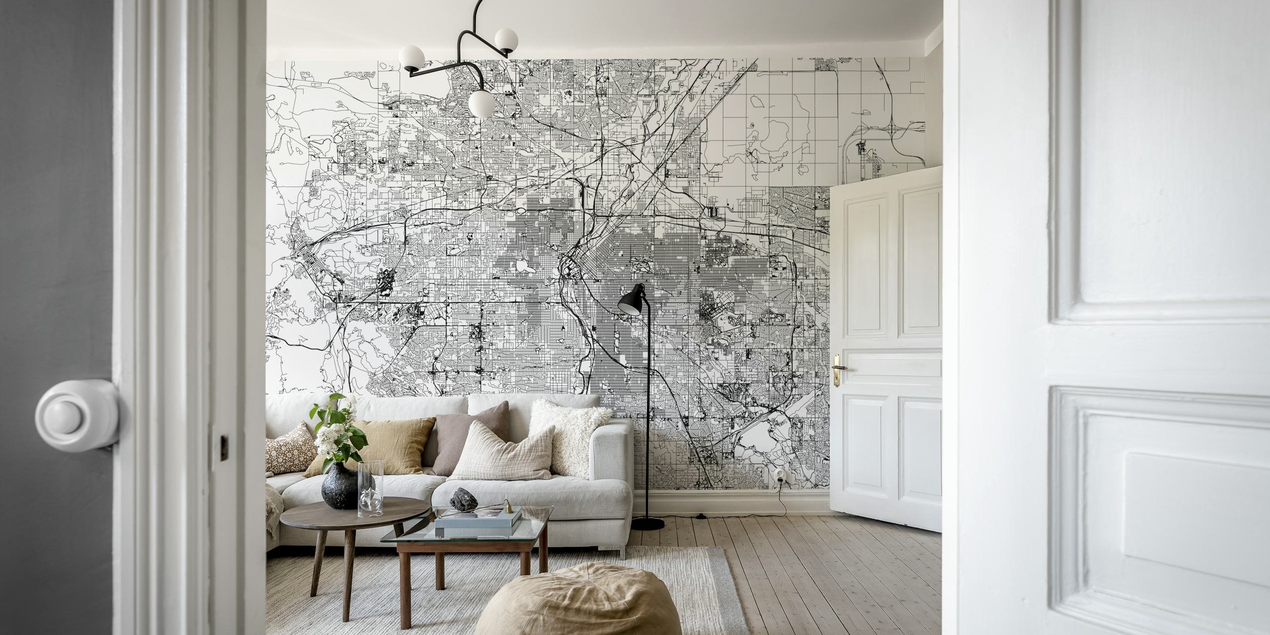Denver Map wallpaper in a modern room