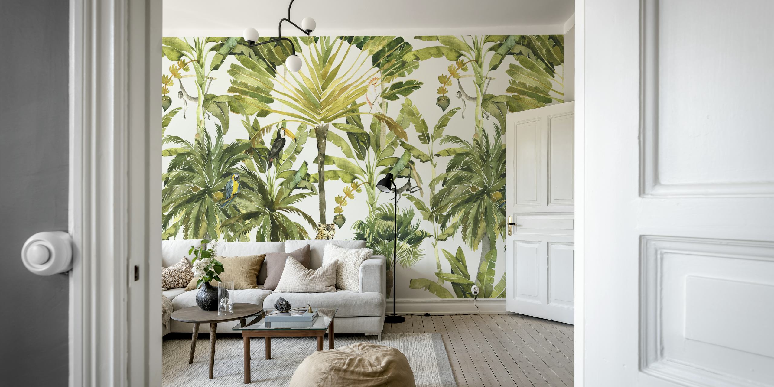 Papel pintado Palm Trees Jungle en un ambiente de habitación