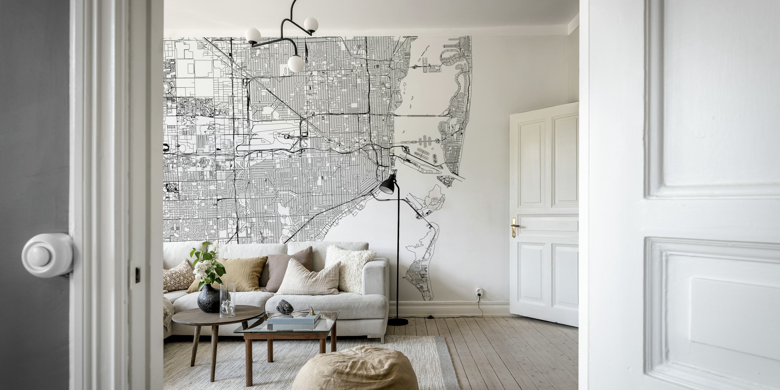 Detaljerad mural tapet av Miami Map
