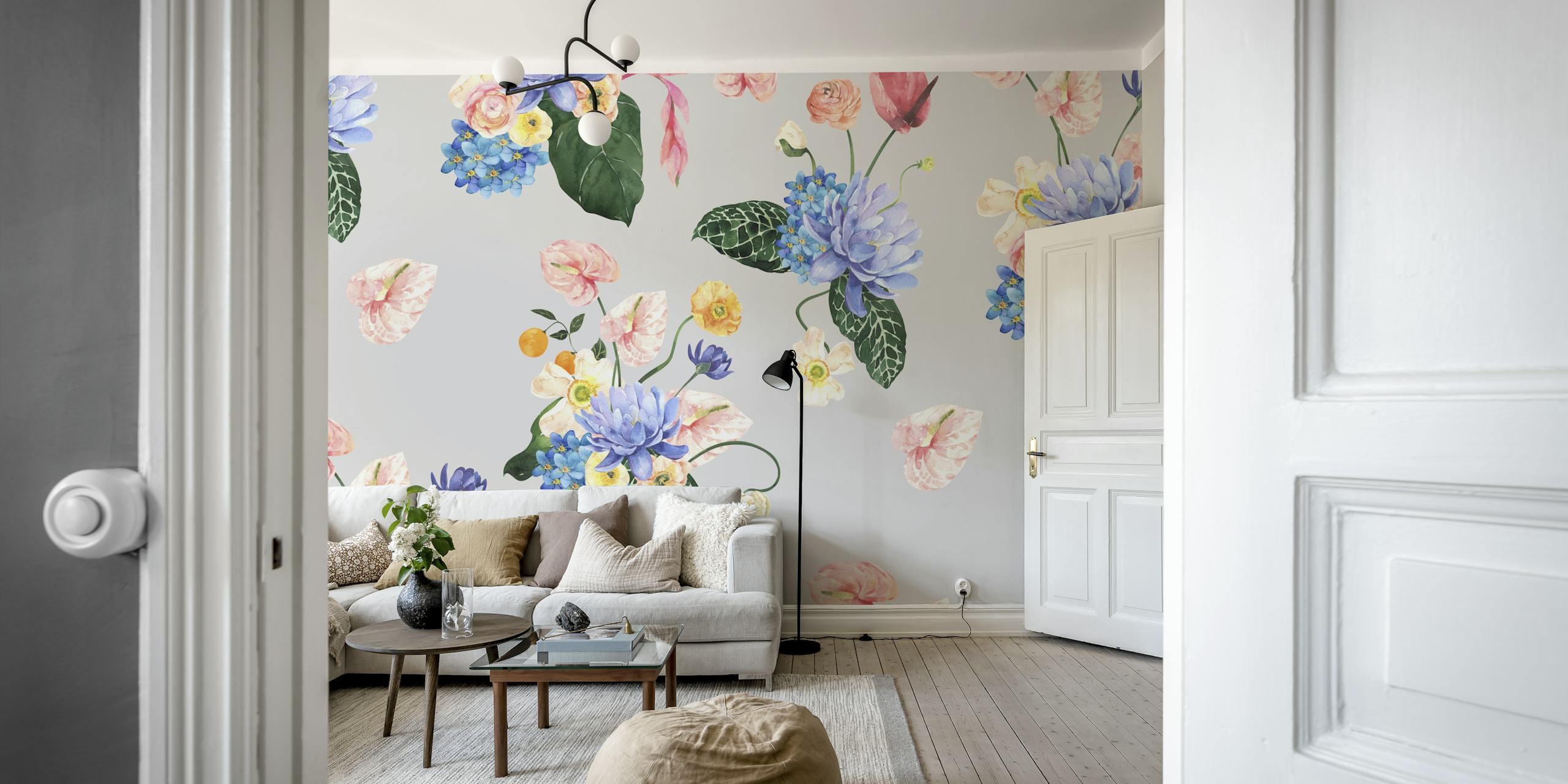 Watercolor Floral Elegance Bloom w pokoju