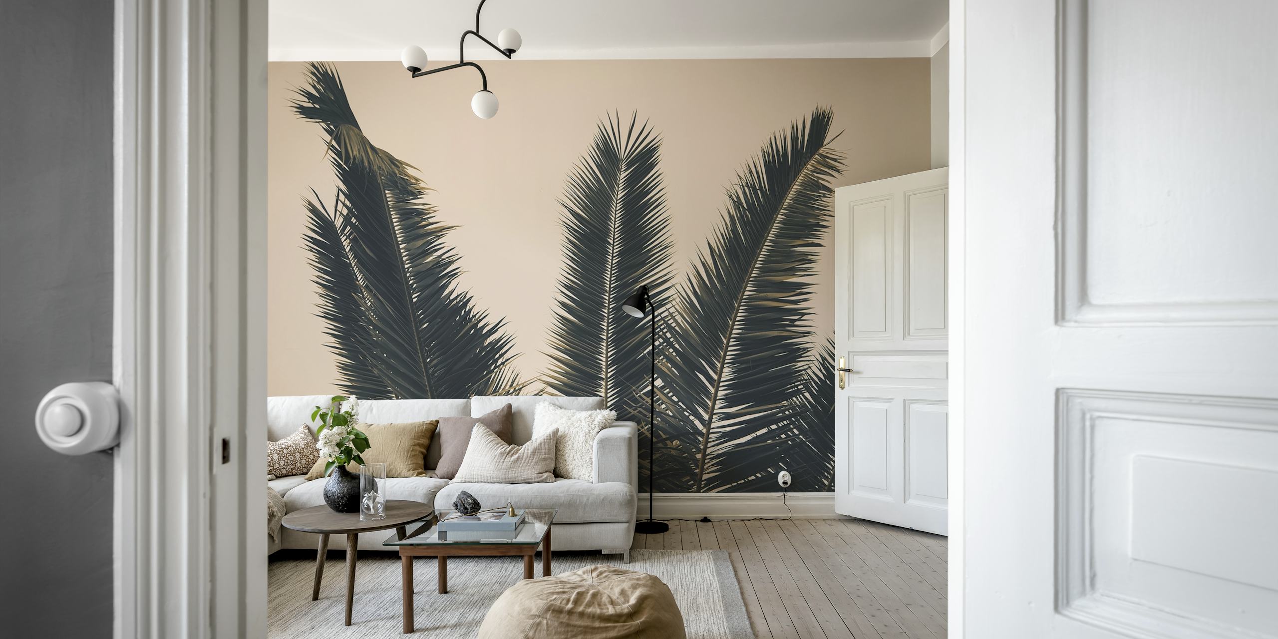 Μονοχρωμία Palm leaves τοίχου για ήρεμη ατμόσφαιρα