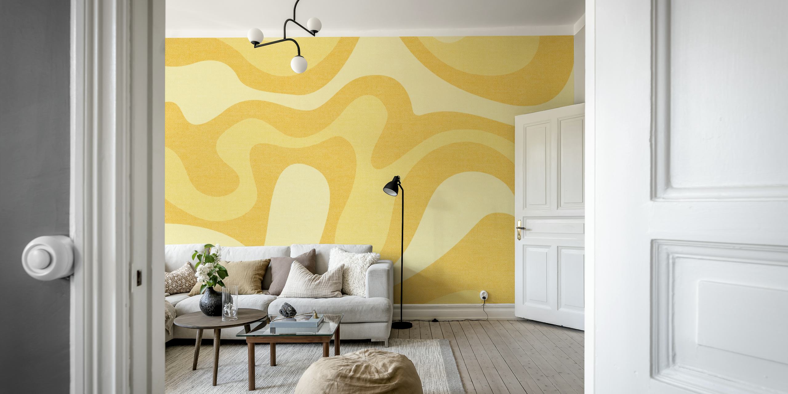 Sandy Serenity Art Tapete in einem Zimmer