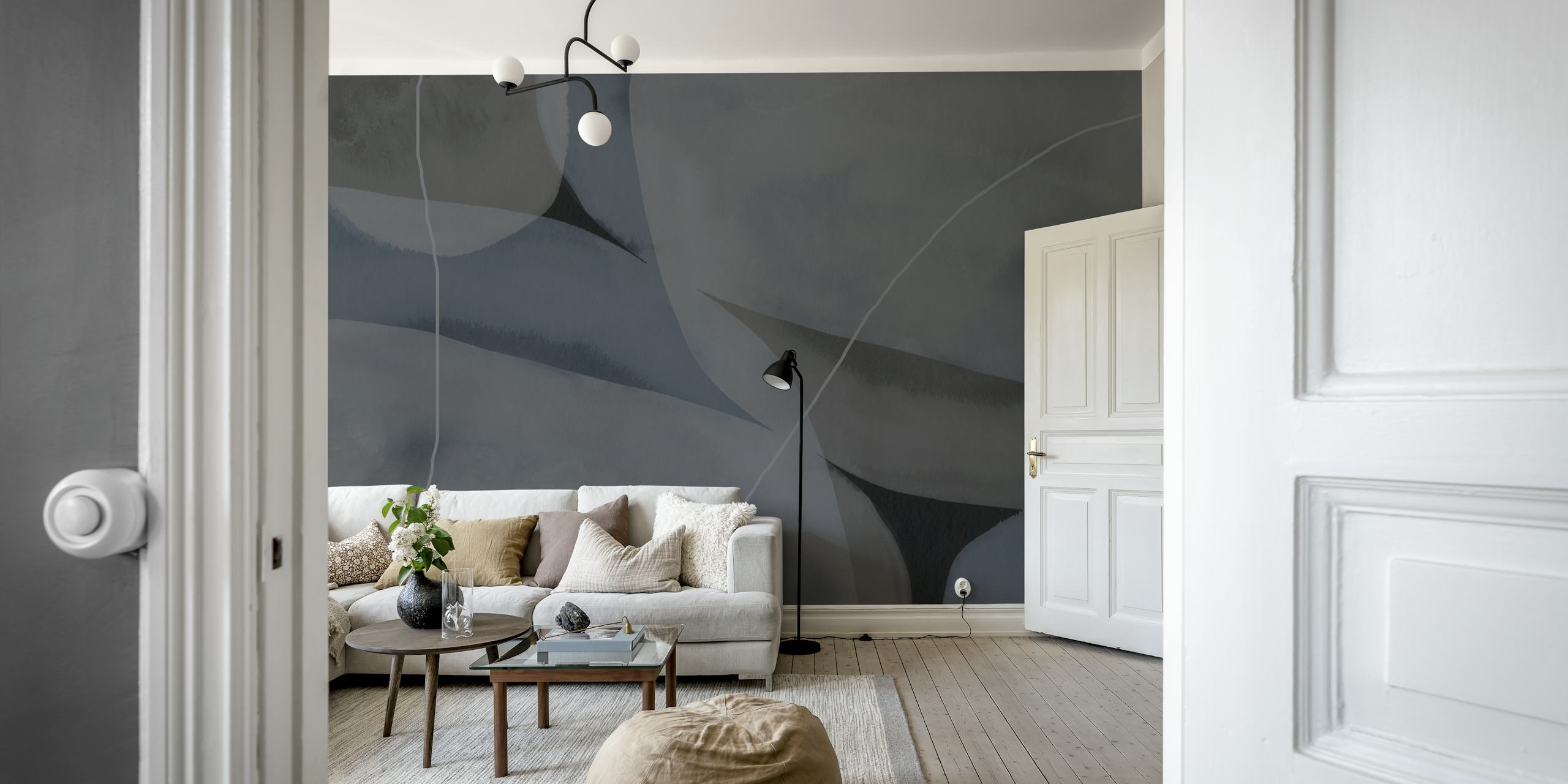 Abstracte Shapes 12 behang in een kamer