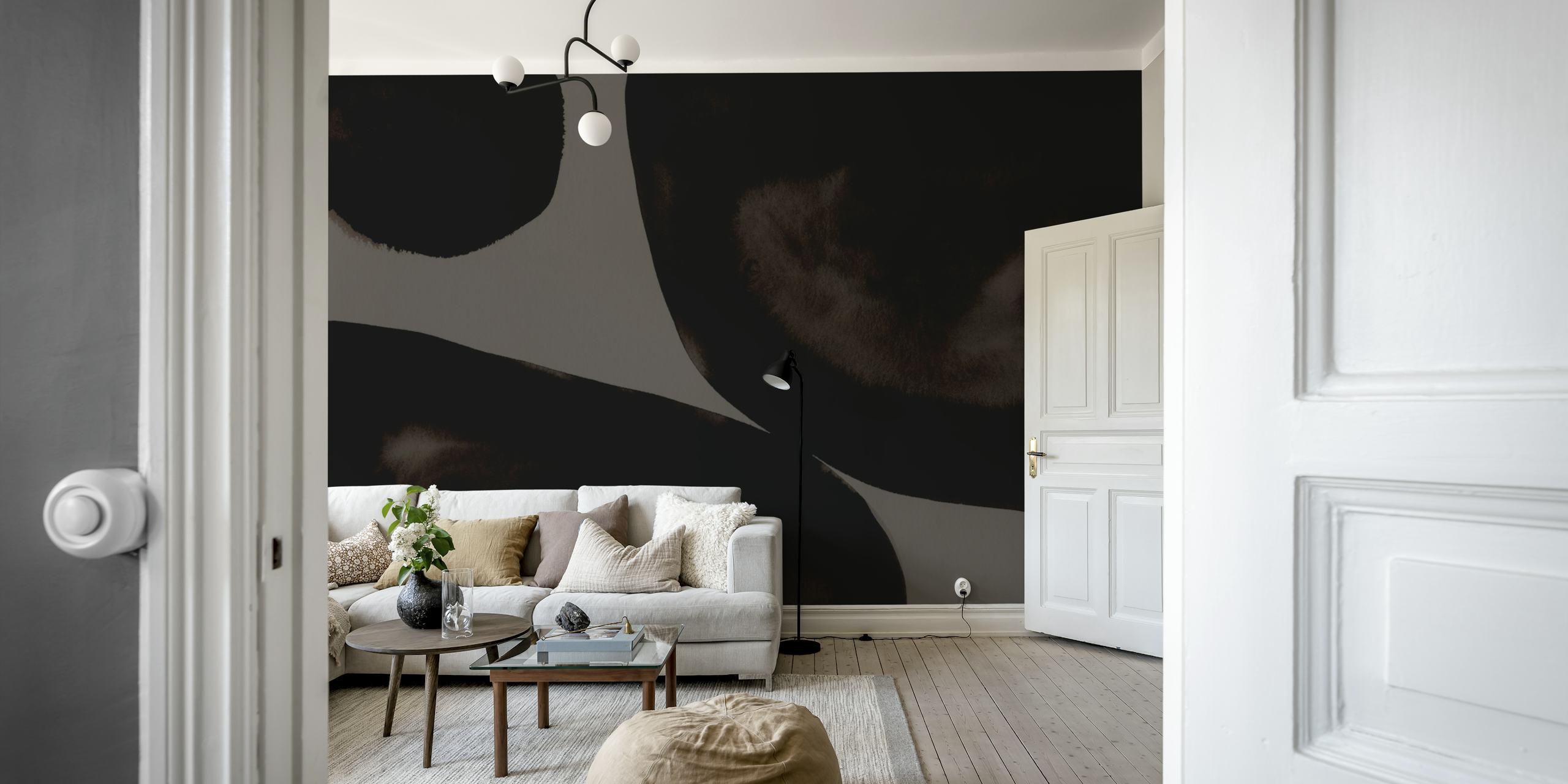 Large brown abstract shapes on a muted background wallpaper