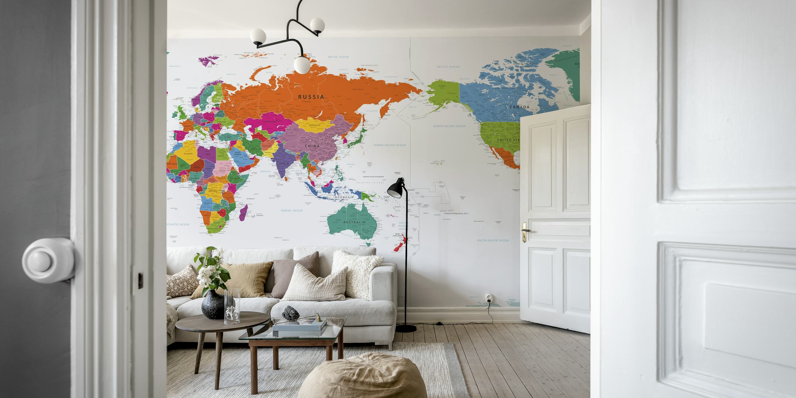 tapeta Pacific Centred World Map u sobi