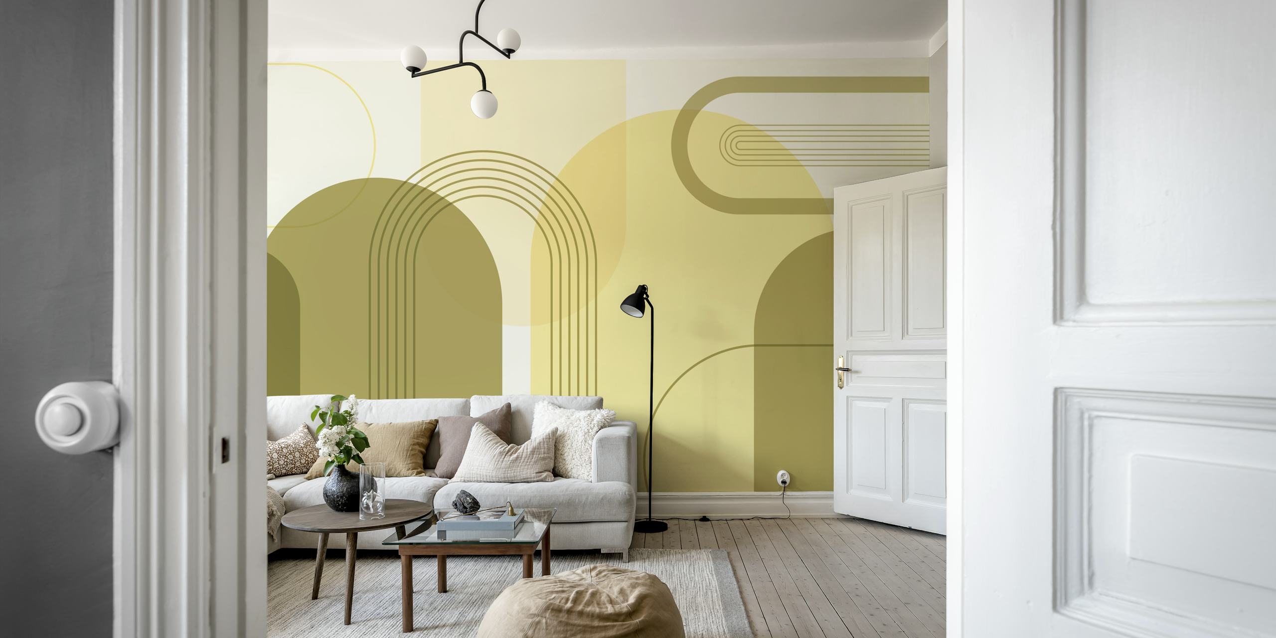 Geometric lines and shapes in earthy tones wallpaper