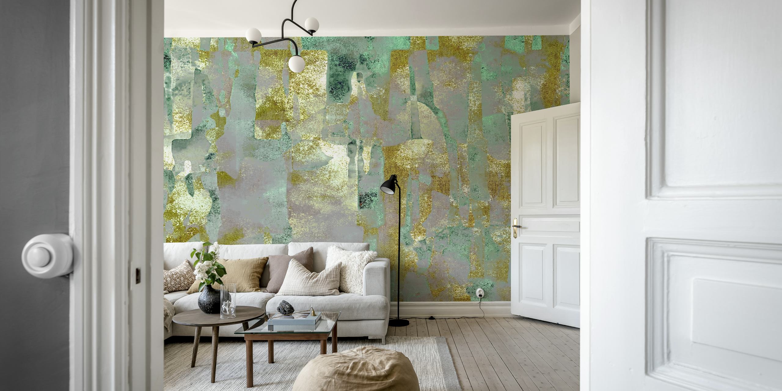Emerald and Gold Dreams wallpaper in a room