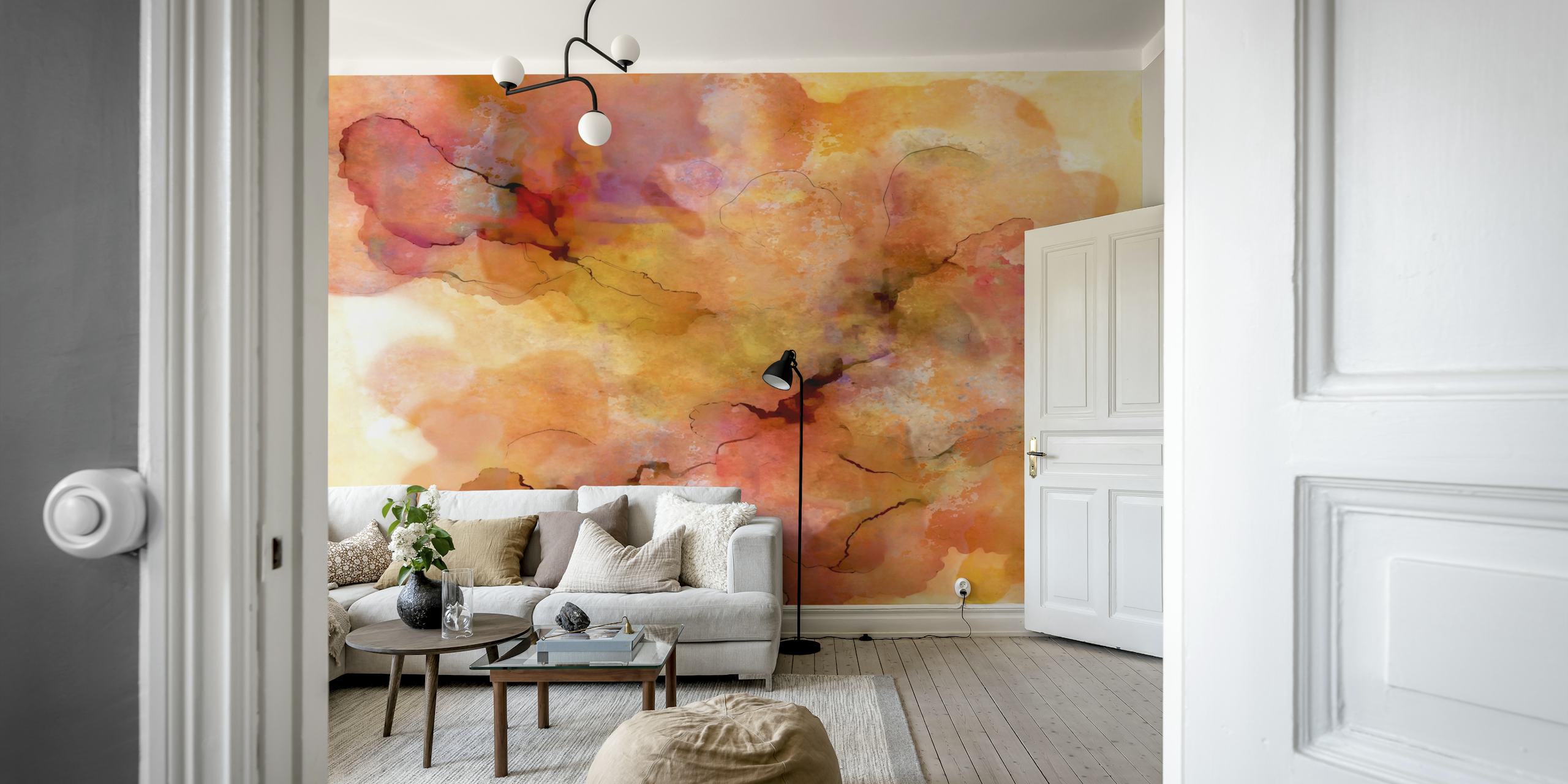 Abstract Watercolor Hues tapet i et rum