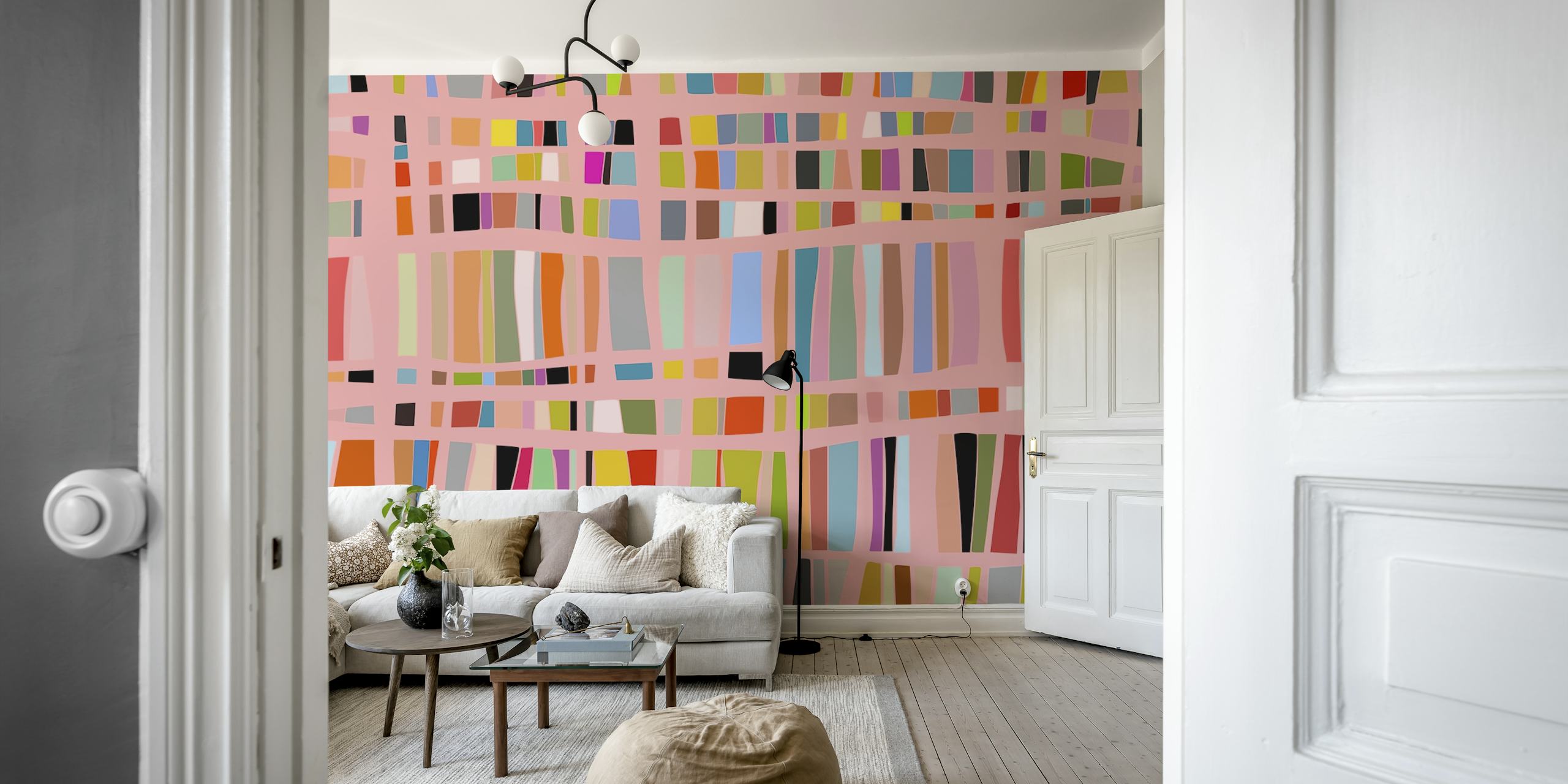 Tapeta Mosaic Color Lines 2 w pokoju