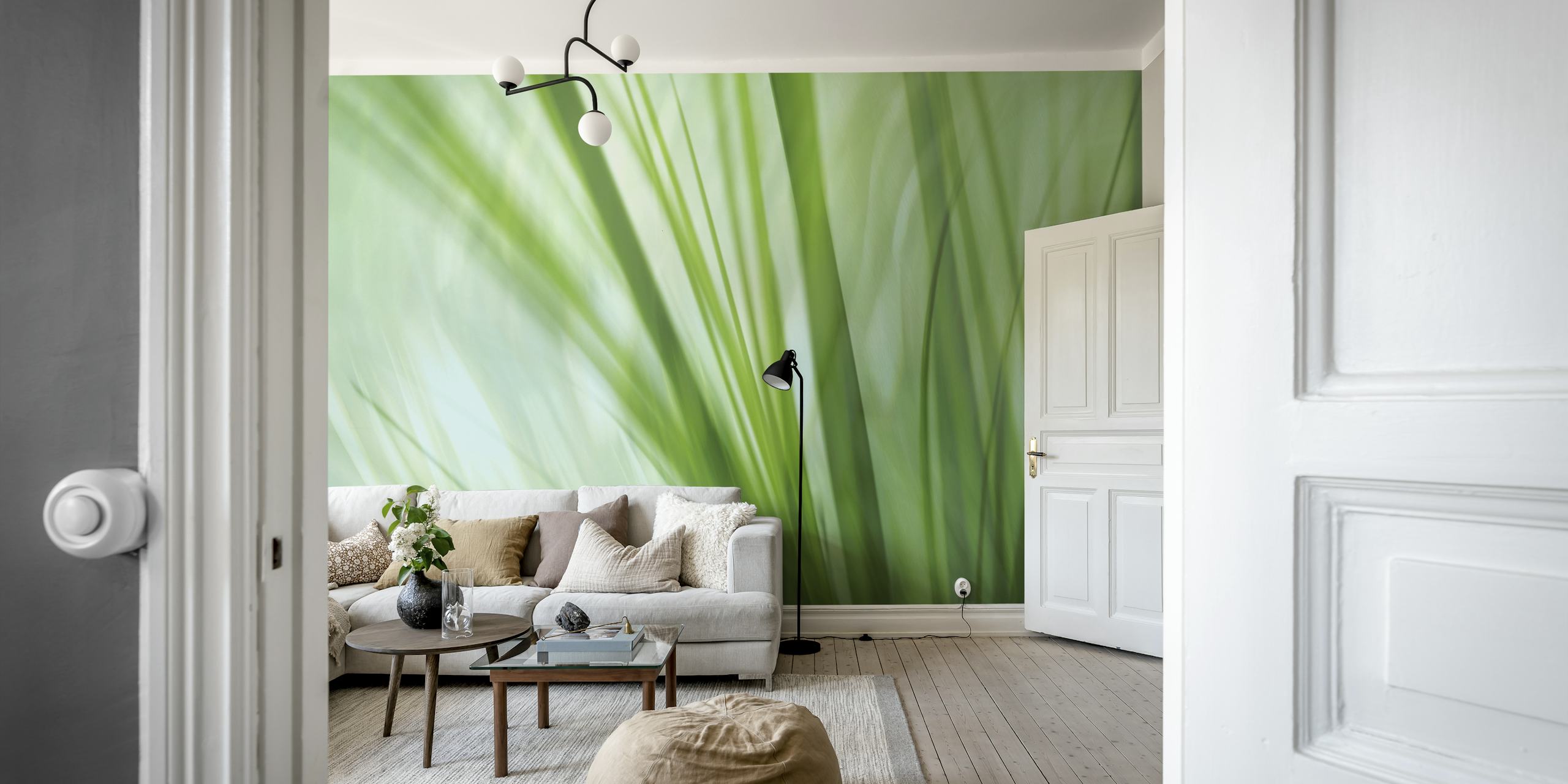 Abstract green grass wallpaper design with soft textures.