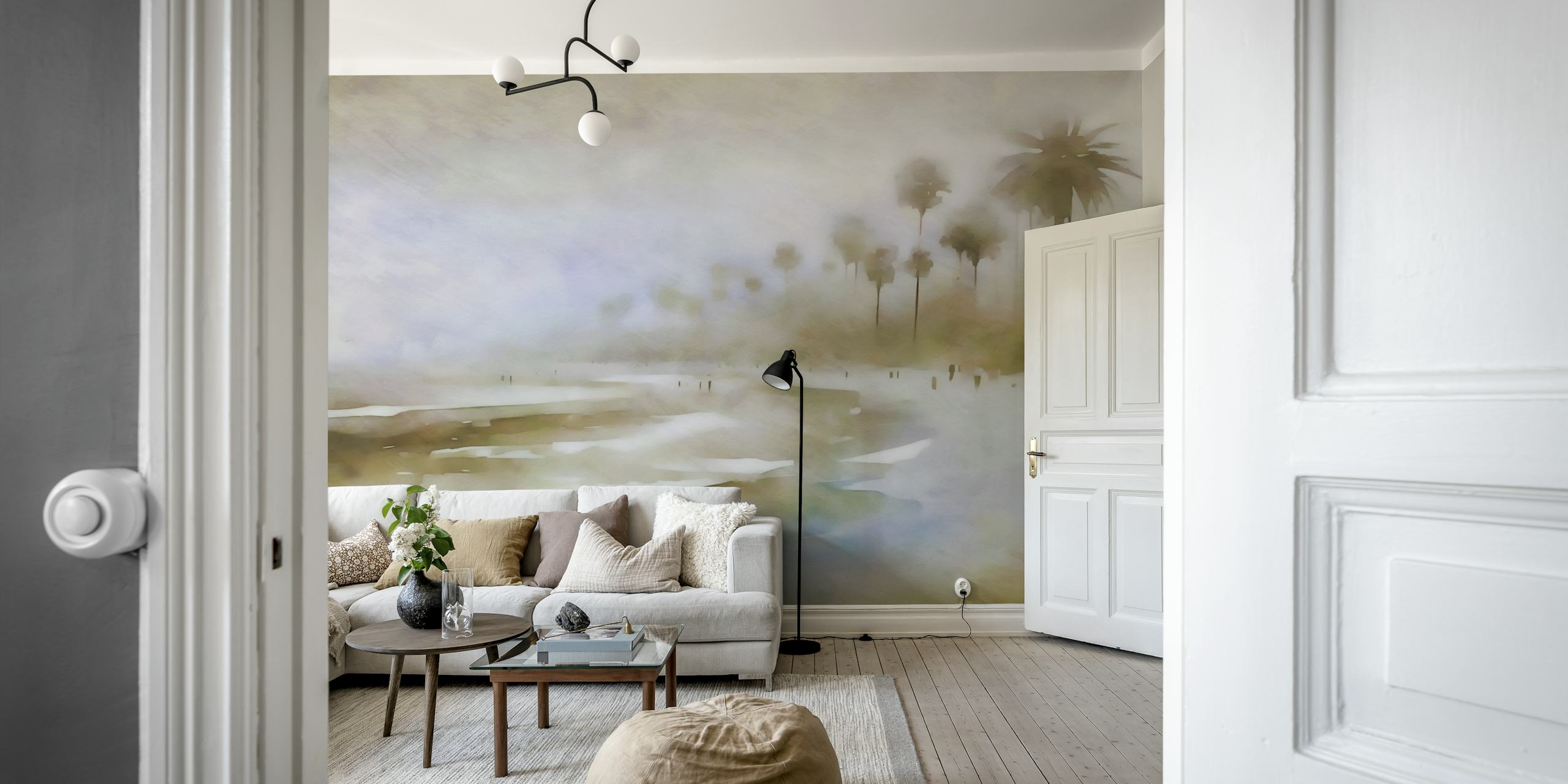 Dreamy coastal California wallpaper in a room