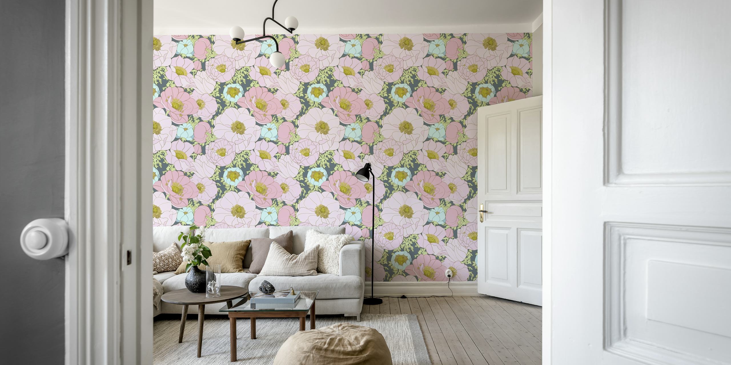 Tapeta kwiatowa Big Blooms w pokoju