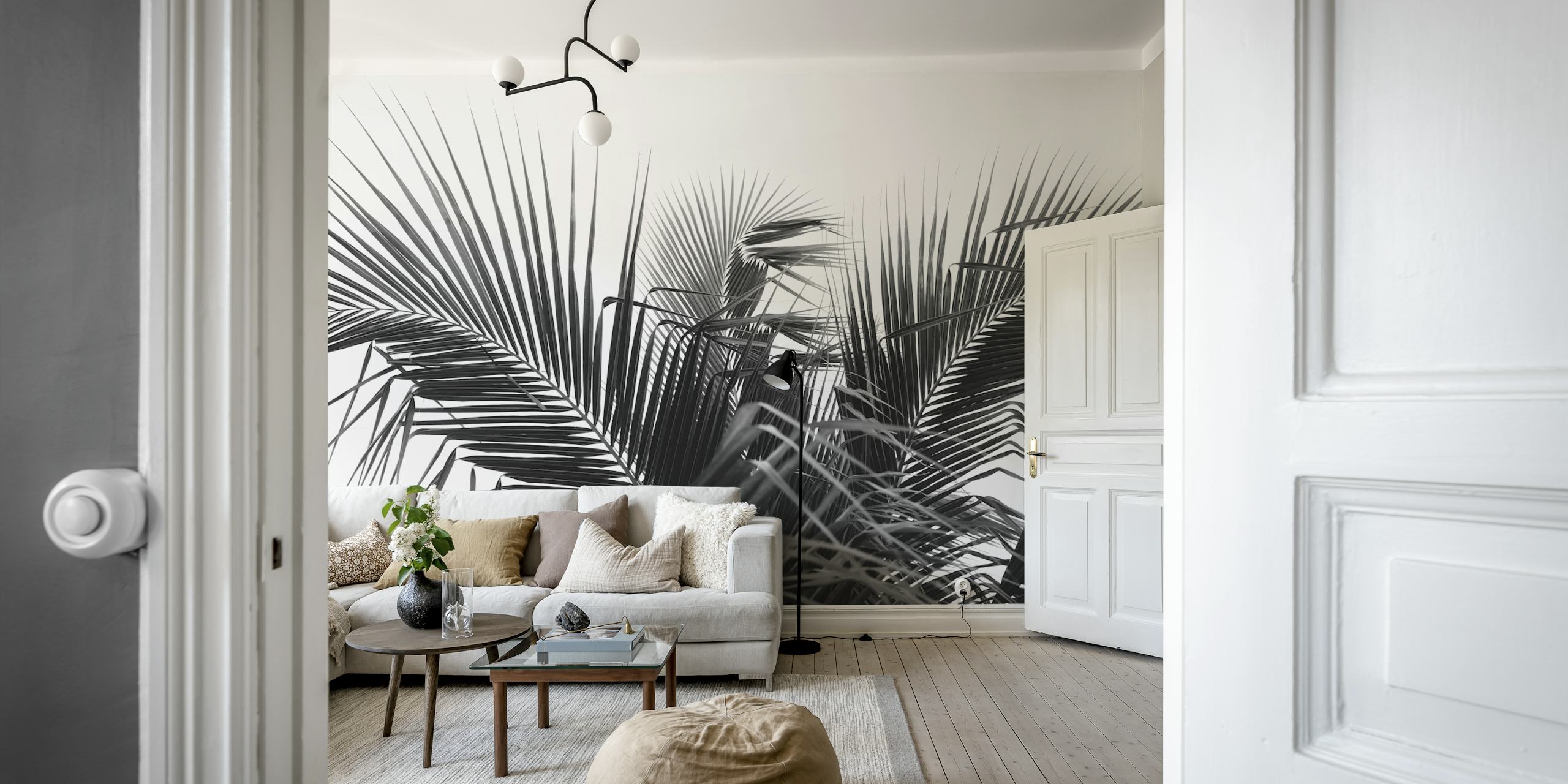 Lush Caribbean palms wallpaper in a room