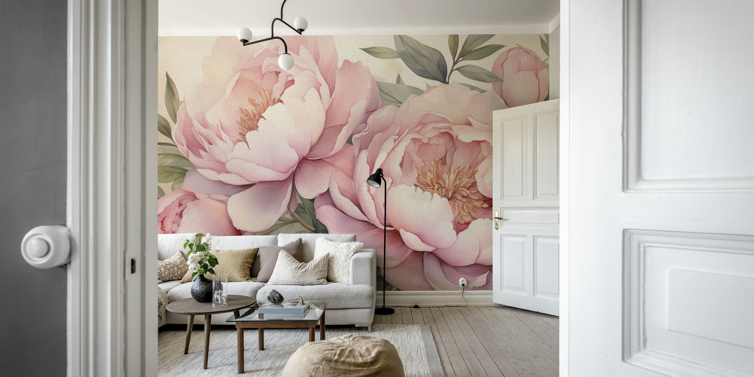 Tapeta Flower Blossoming Peony w pokoju