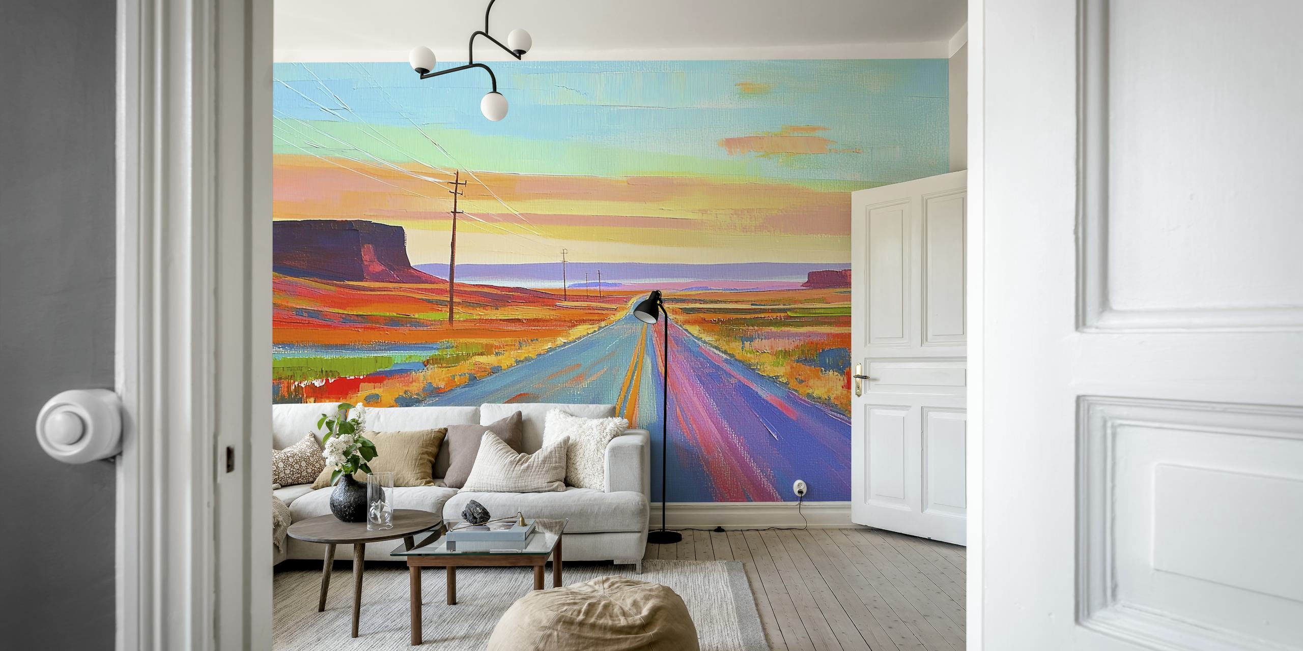 Highway to nowhere wallpaper in a room