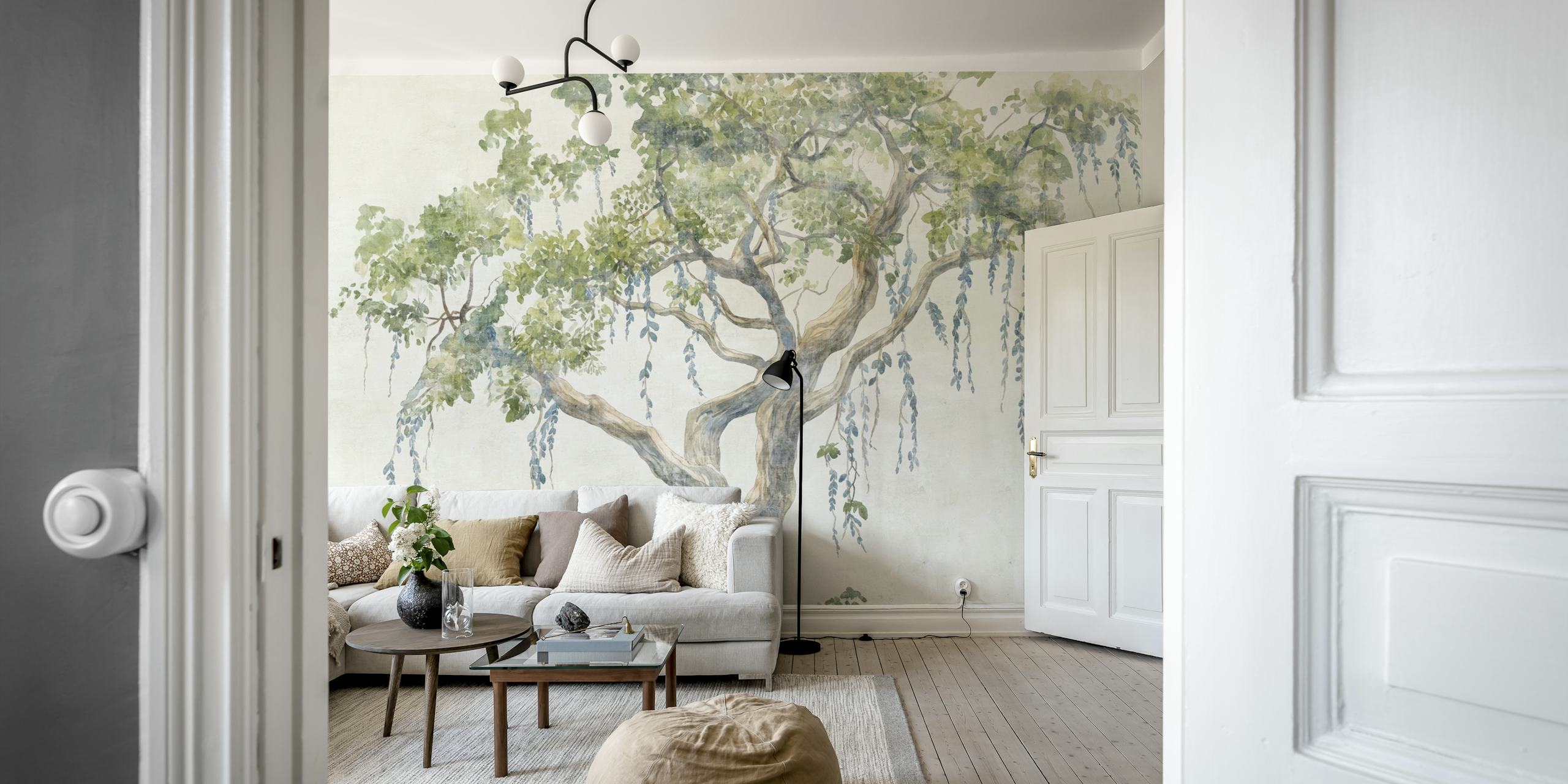 Lush Green Tree Oasis wallpaper in a room