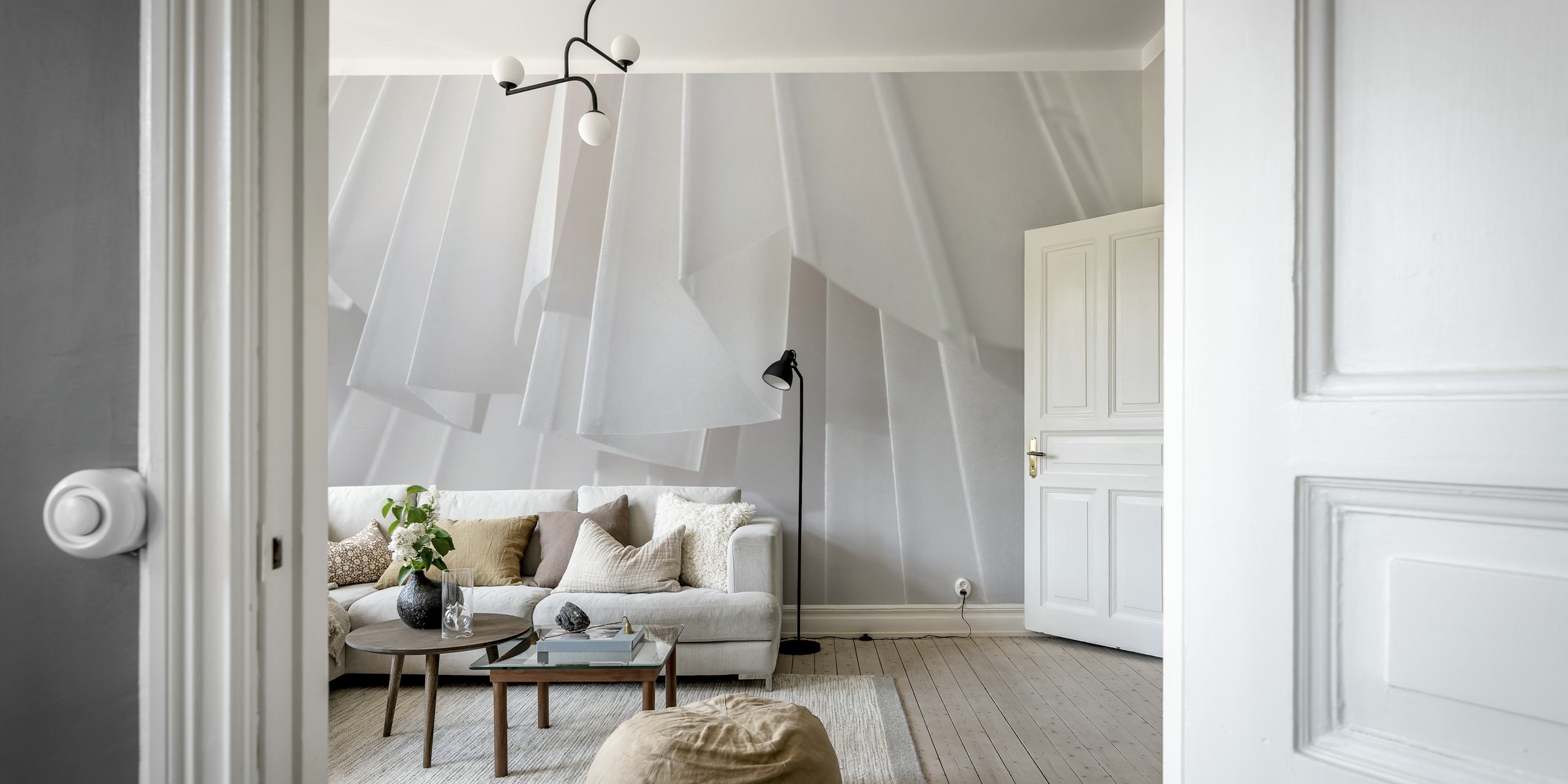 Folded Paper 2 papel de parede em um quarto moderno