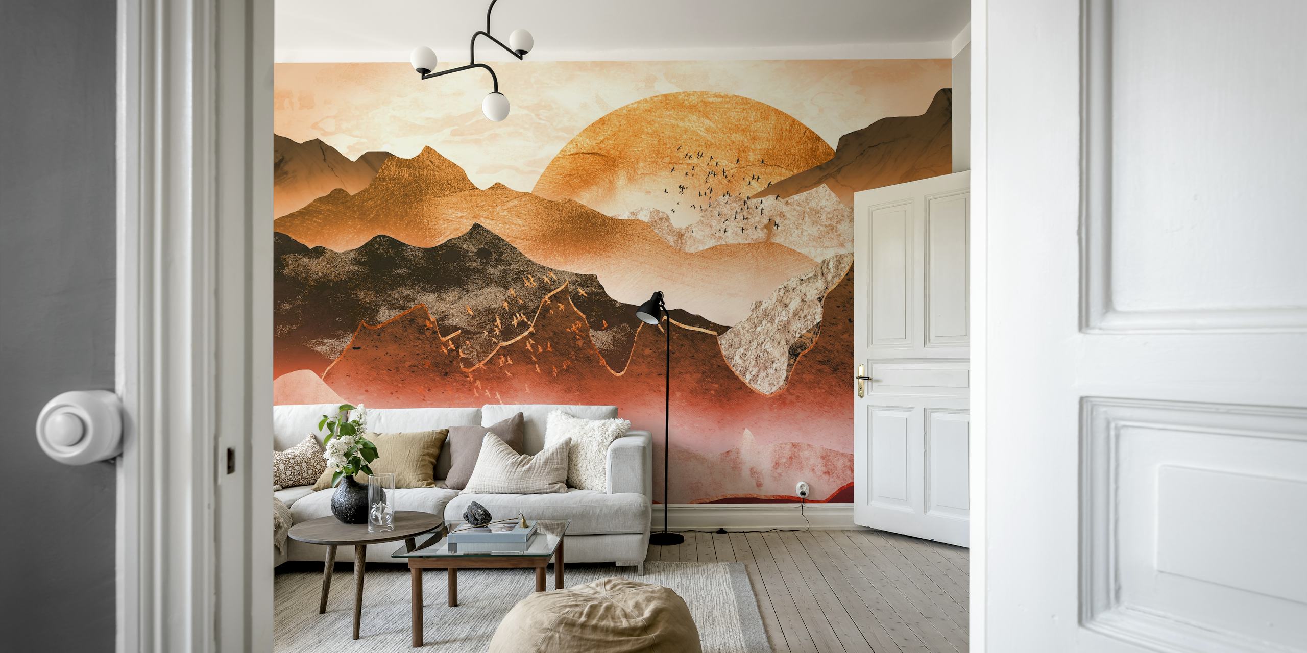 Red Rockscape wallpaper in a room setting