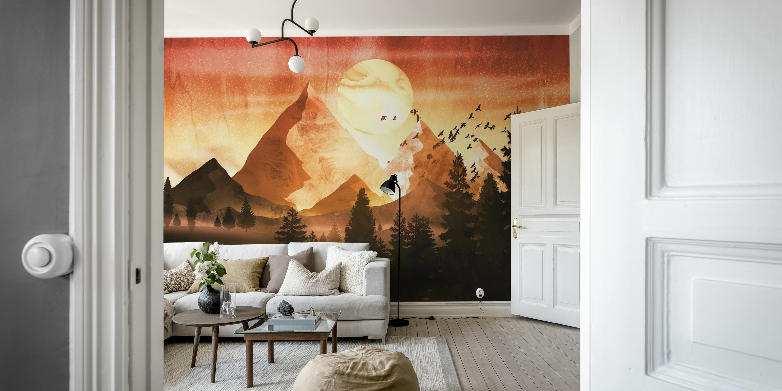 The Red Hour wallpaper featuring sunset and mountains