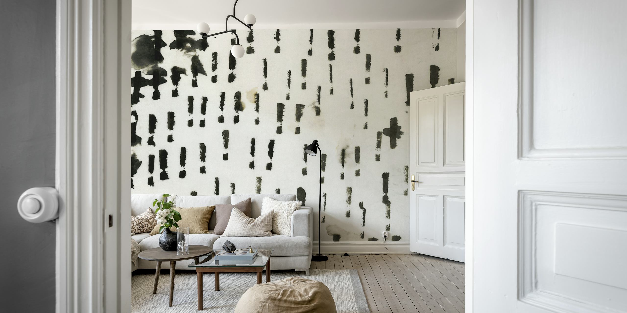 Black and white abstract pattern wallpaper with vertical marks