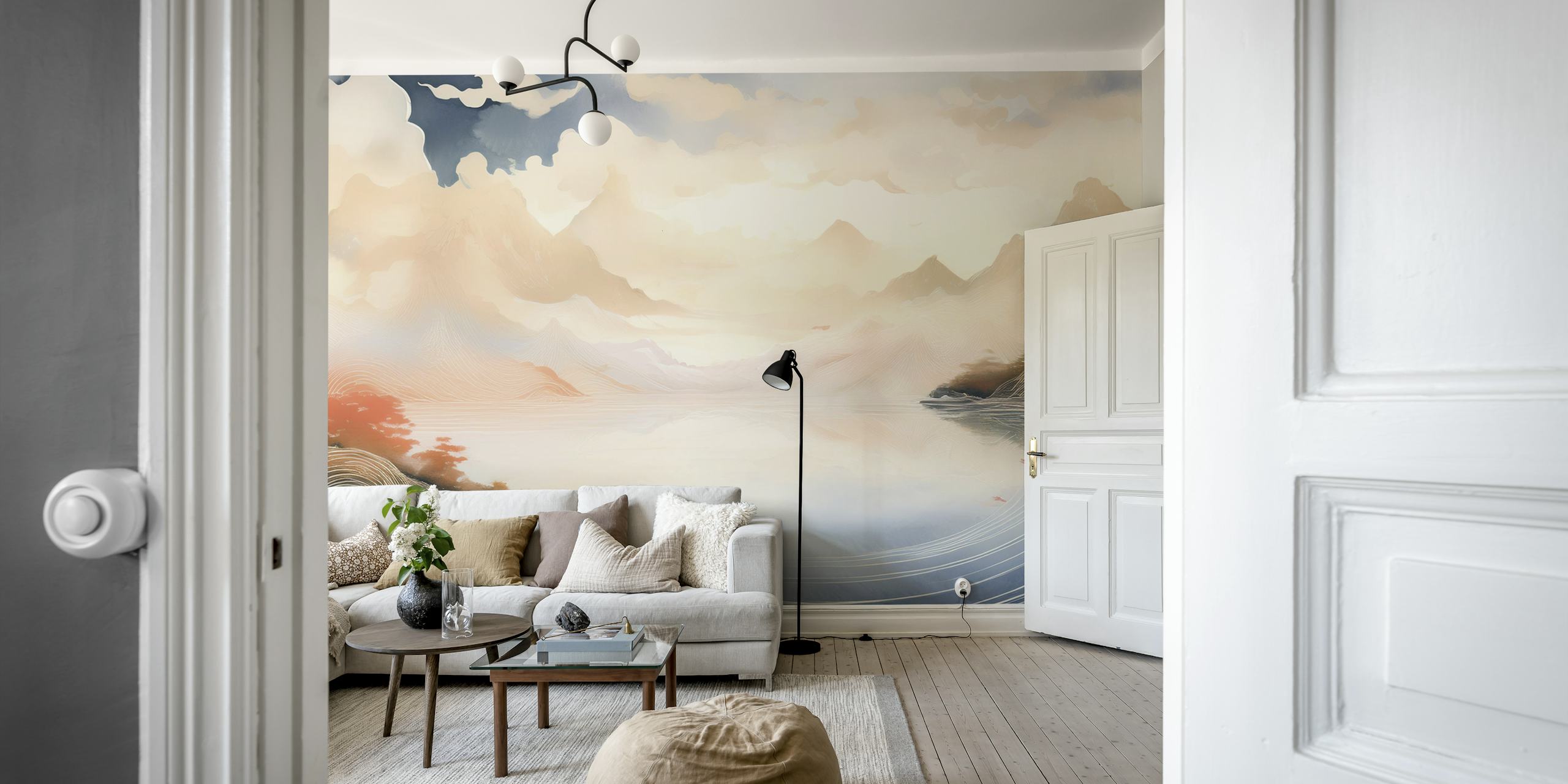 Mystical Mountain Swirl wallpaper in a room