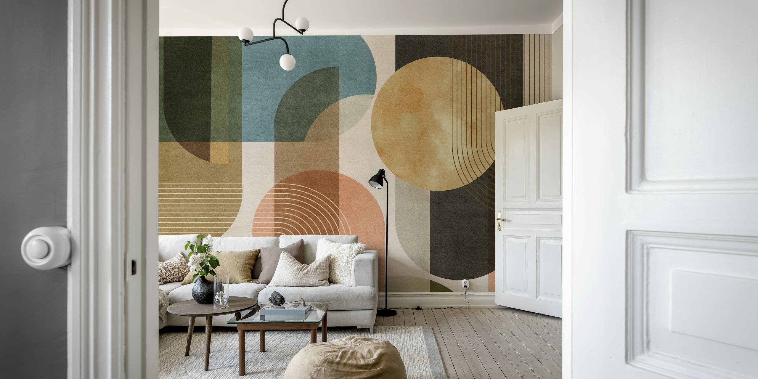 Vintage Geometric Fusion wallpaper in a room