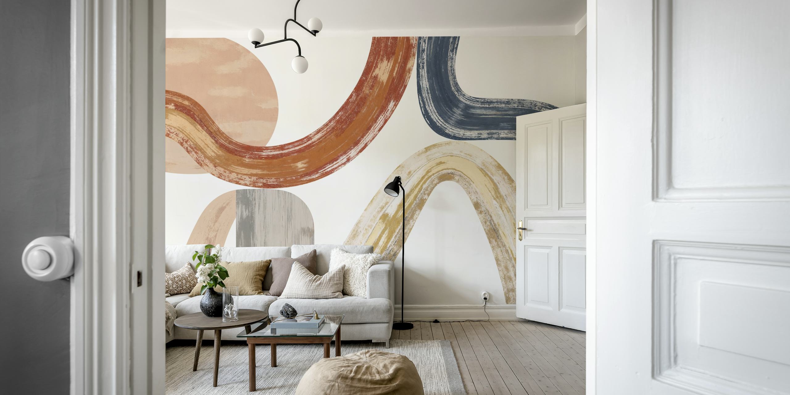Abstract Earthy Waves tapetti huoneessa