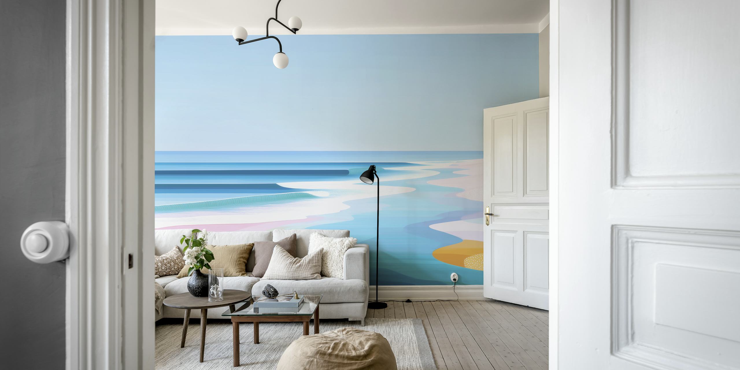 Gentle Waves Abstract Landscape pozadina u prostoriji