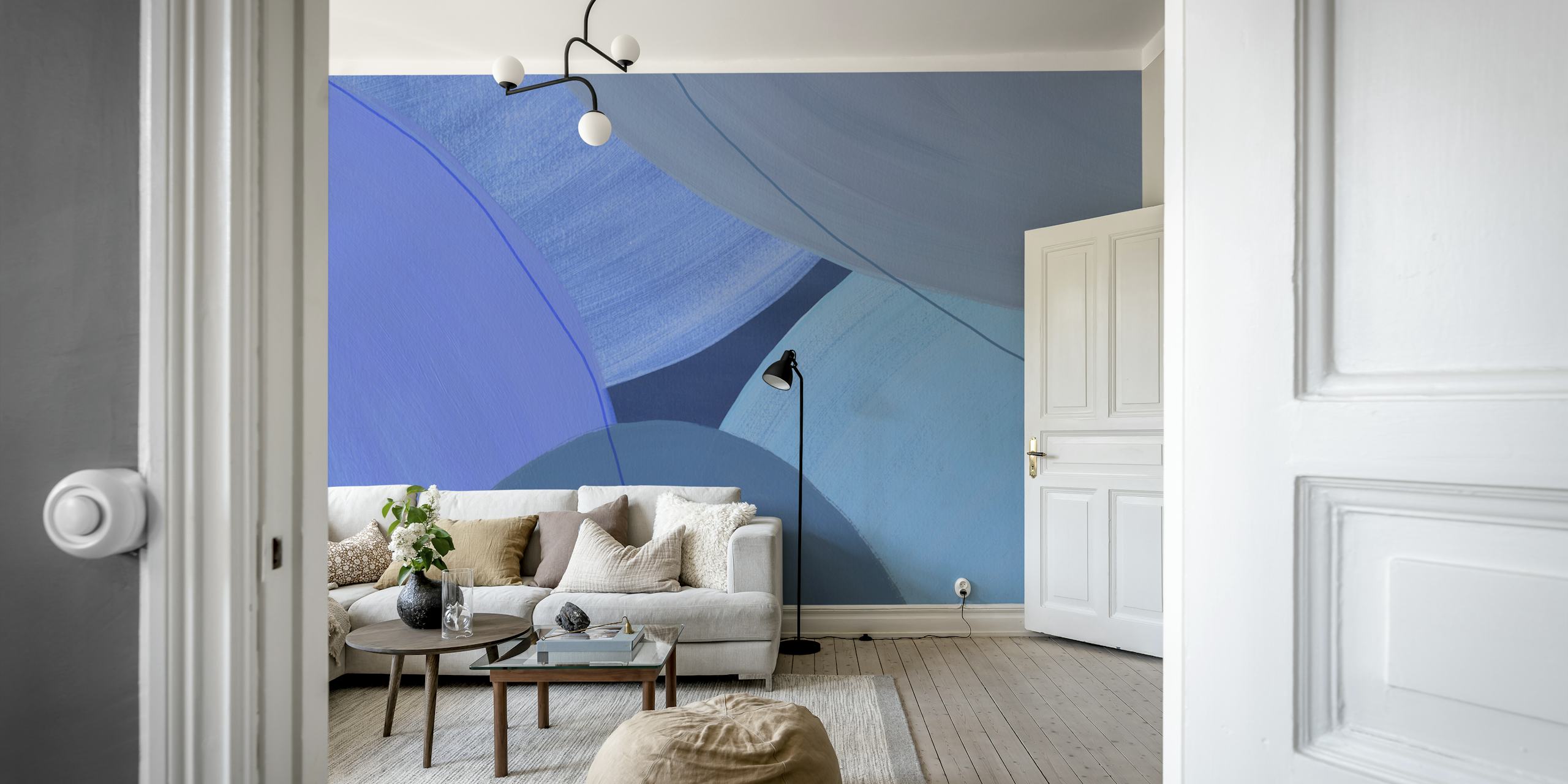 Calm blue shades wallpaper in a room