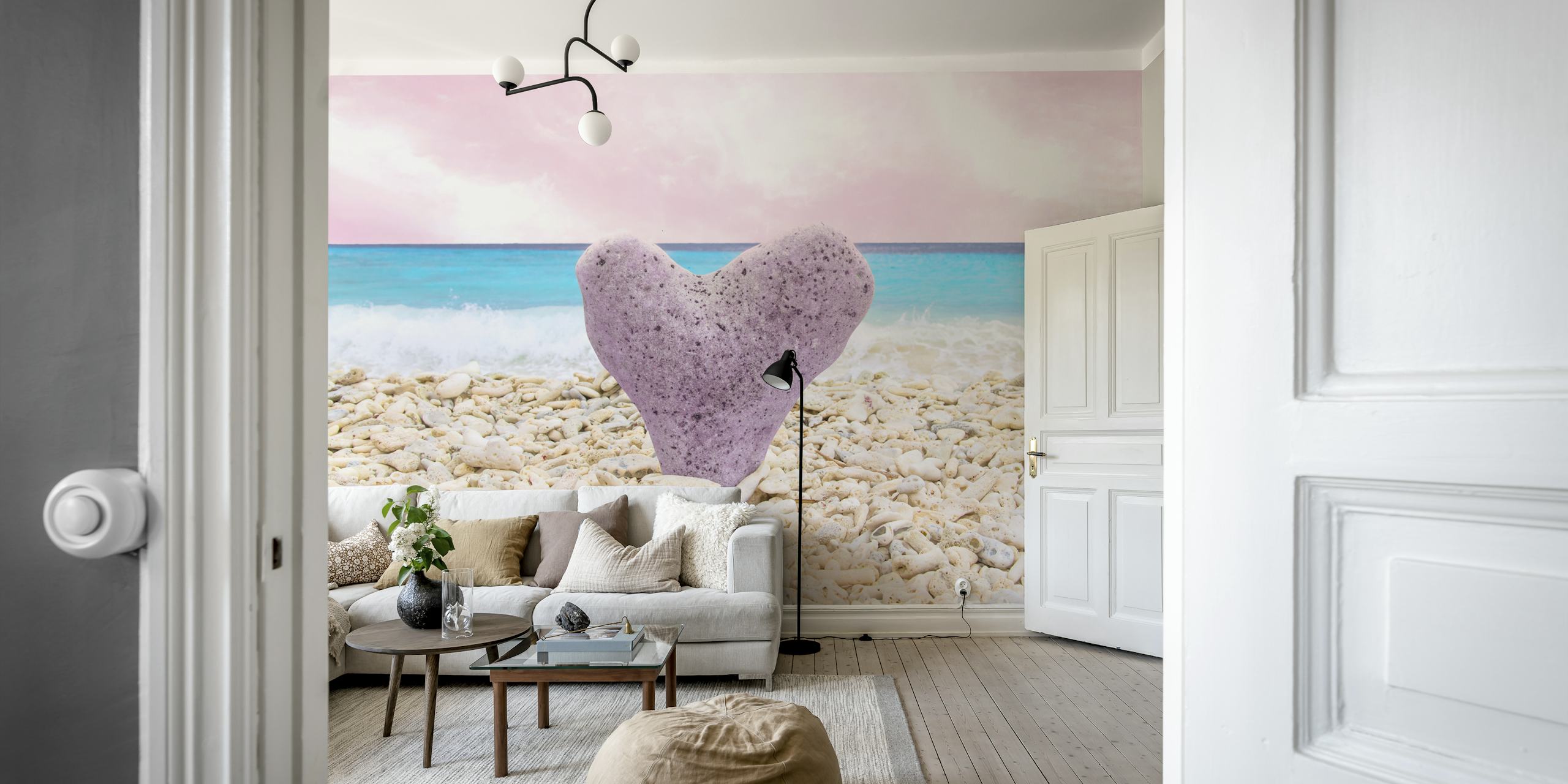 Heart-shaped stone near the water