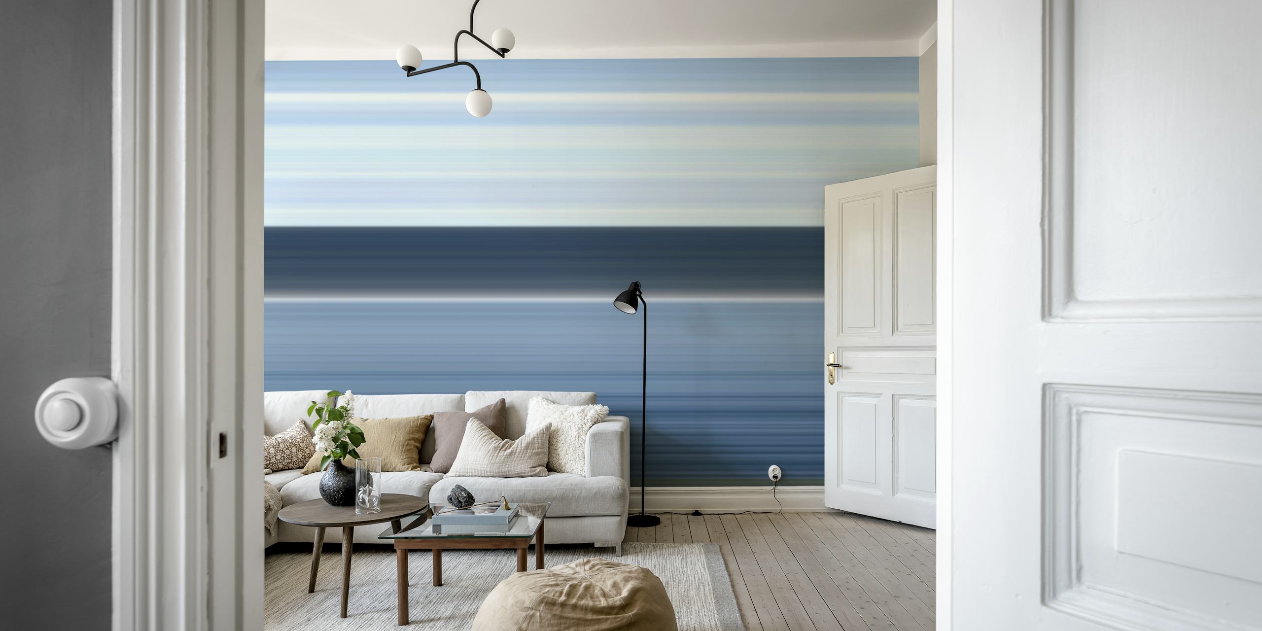 Linje Blå wallpaper displayed in a room