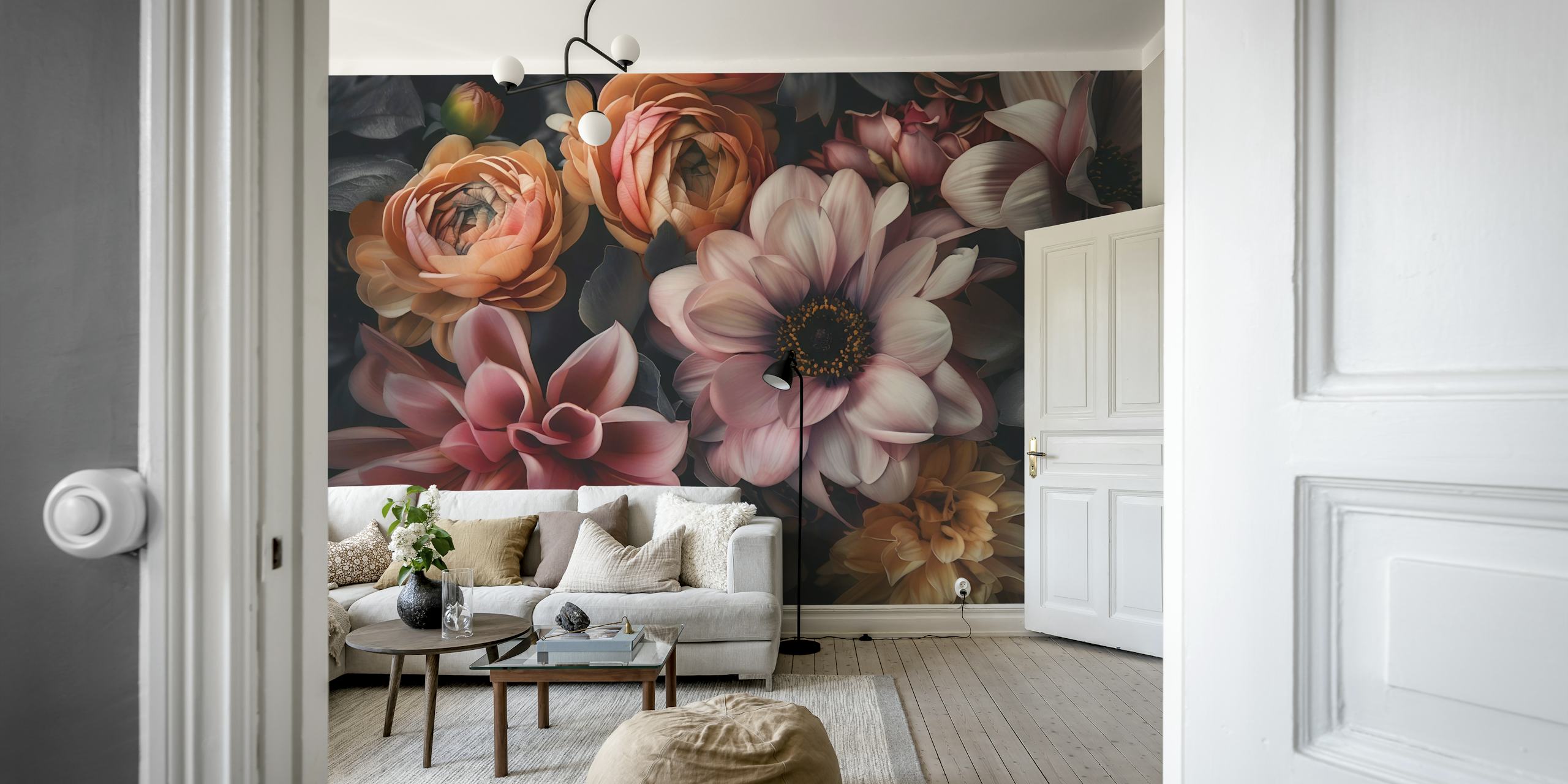Tapeta Moody Opulent Blossom Symphony w pokoju