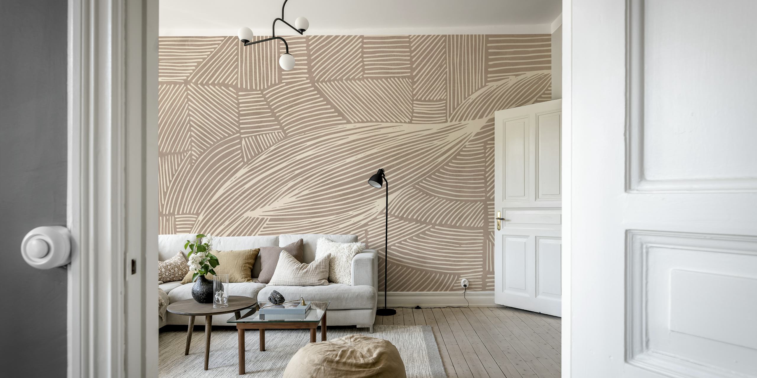 Interlacing Lines in taupe ταπετσαρία σε έναν χώρο